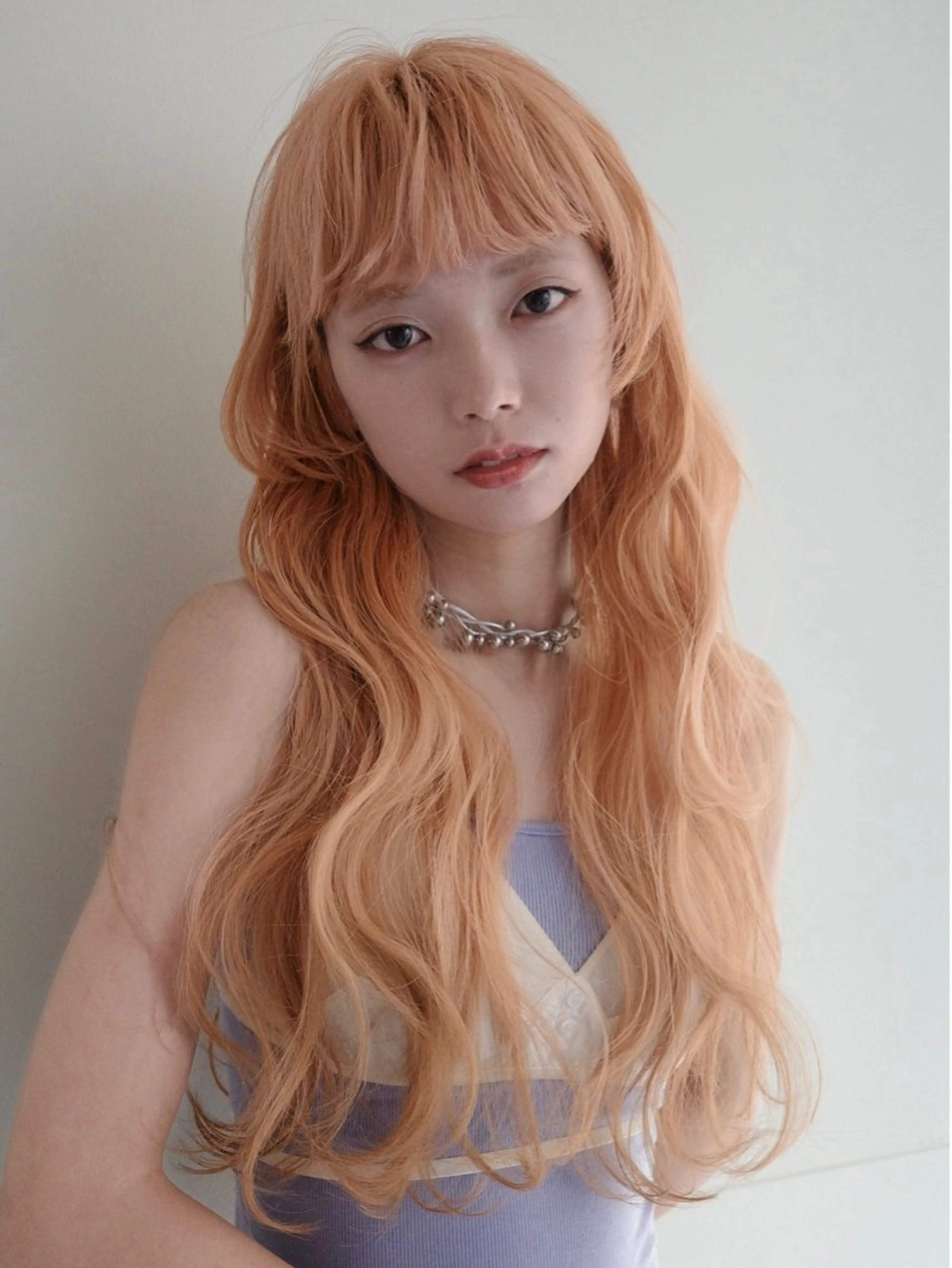 ロング カラー ベージュカラー ブリーチ 透明感カラー ダブルカラー オレンジ ヘアカラー 高発色ブリーチ/ ハイレイヤー🪽aiのヘアスタイル