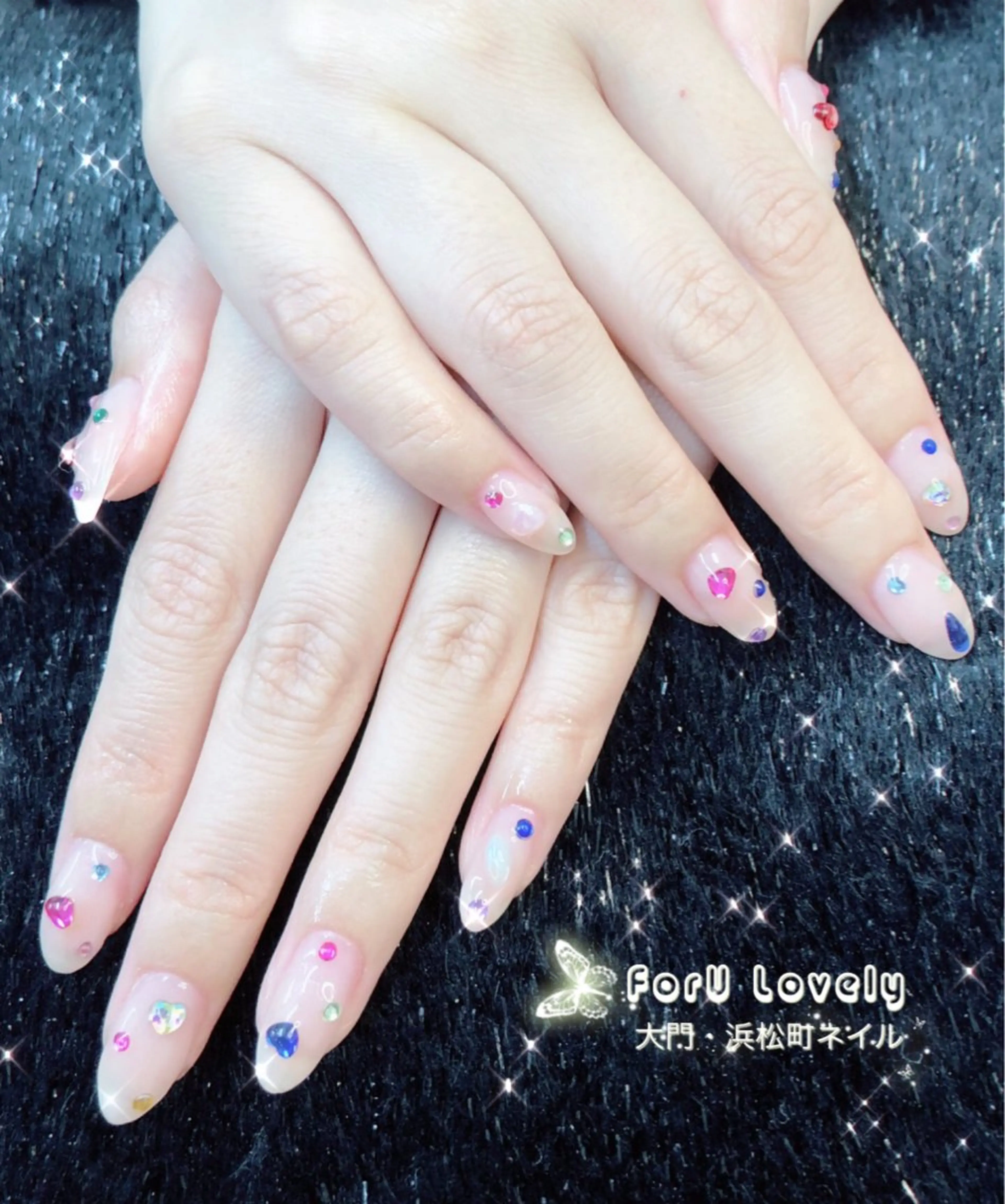 ネイル オーロラネイル フットネイル ジェルネイル ハート 韓国ネイル ハンドネイル ハンドケア 大門浜松町 ネイルのネイルデザイン