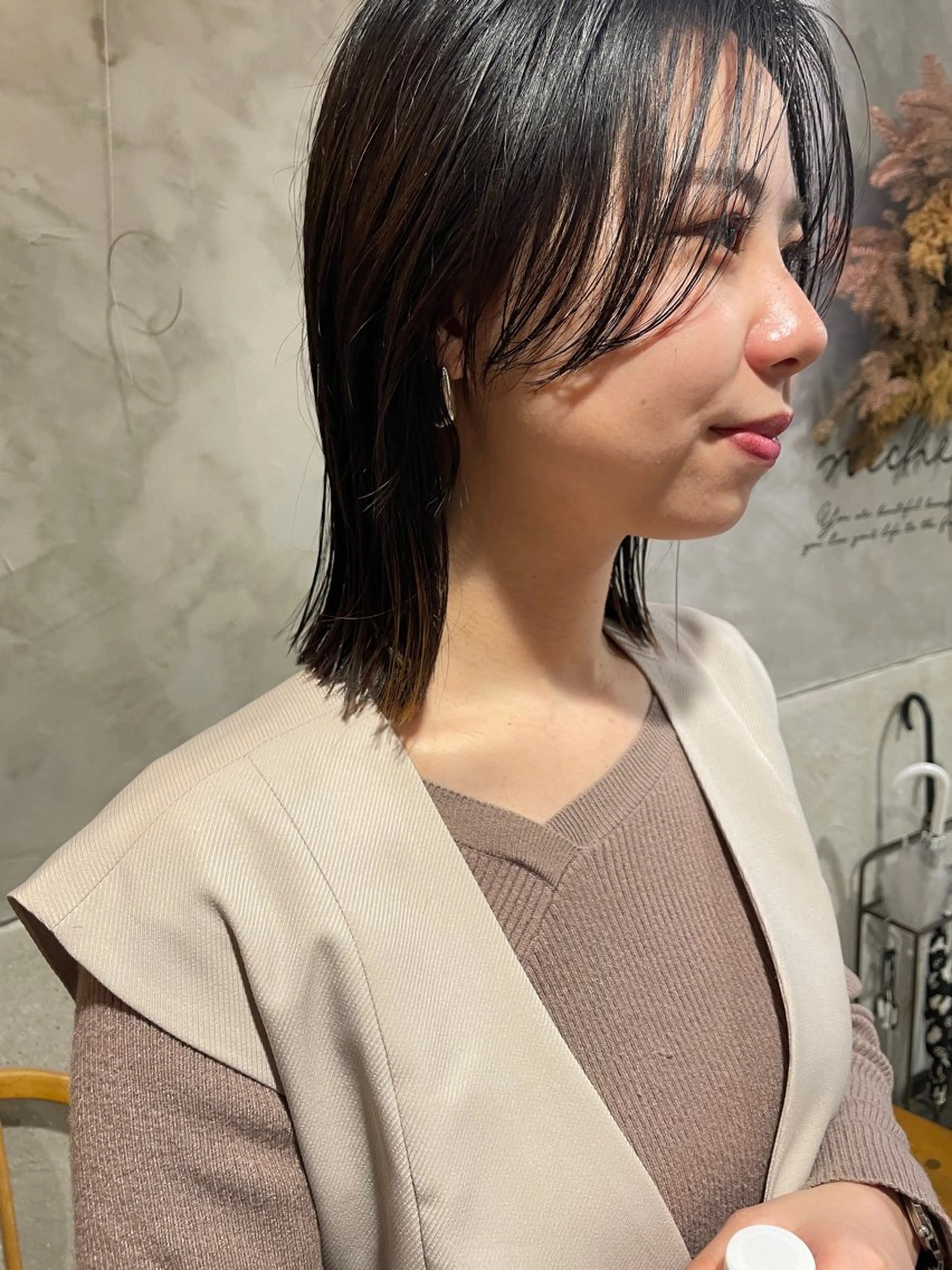 ミディアム カラー カット ヘアカラー トリートメント さの あやねのヘアスタイル