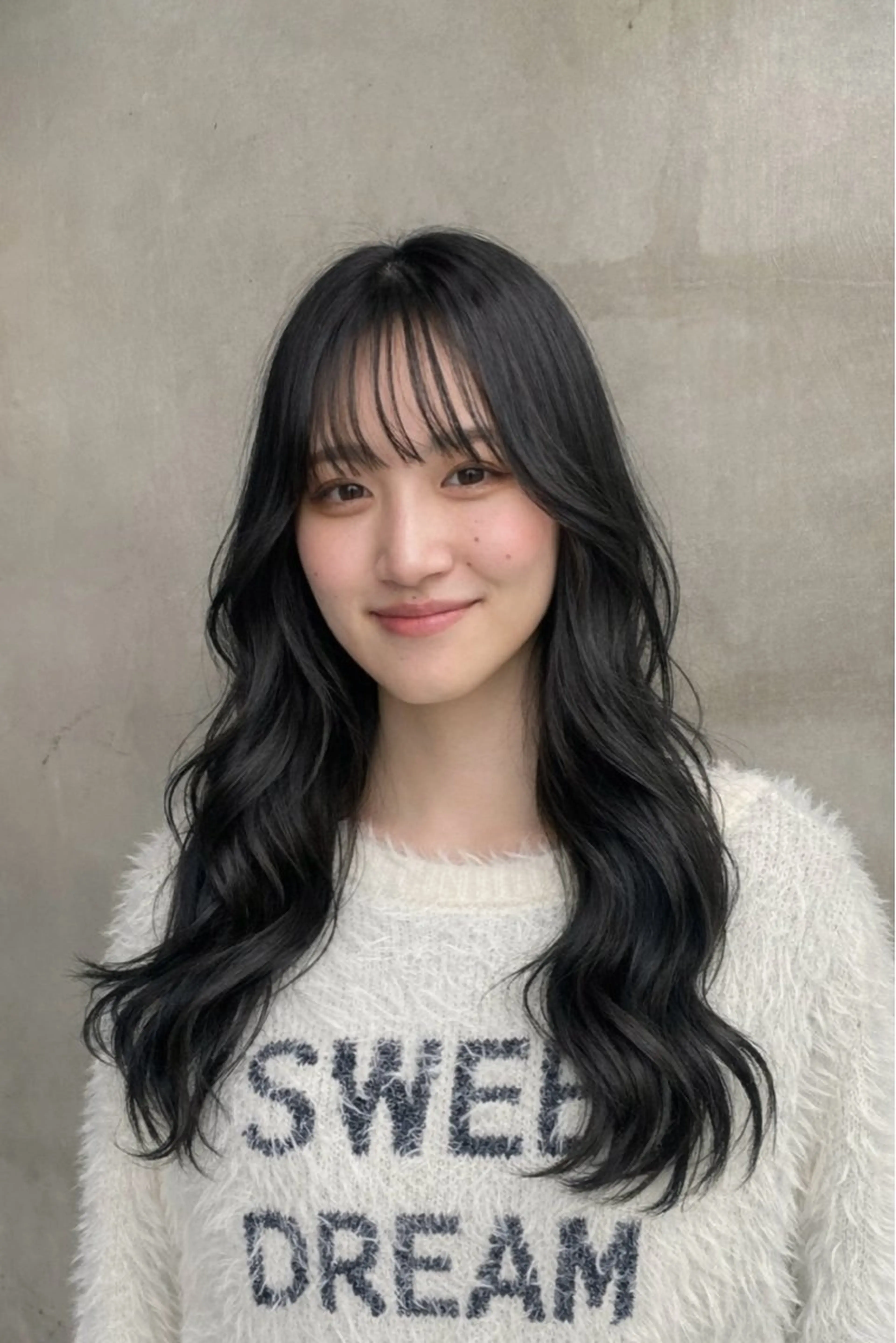 ロング カット ヘアカラー 韓国風レイヤー× くびれヘア艶髪のヘアスタイル