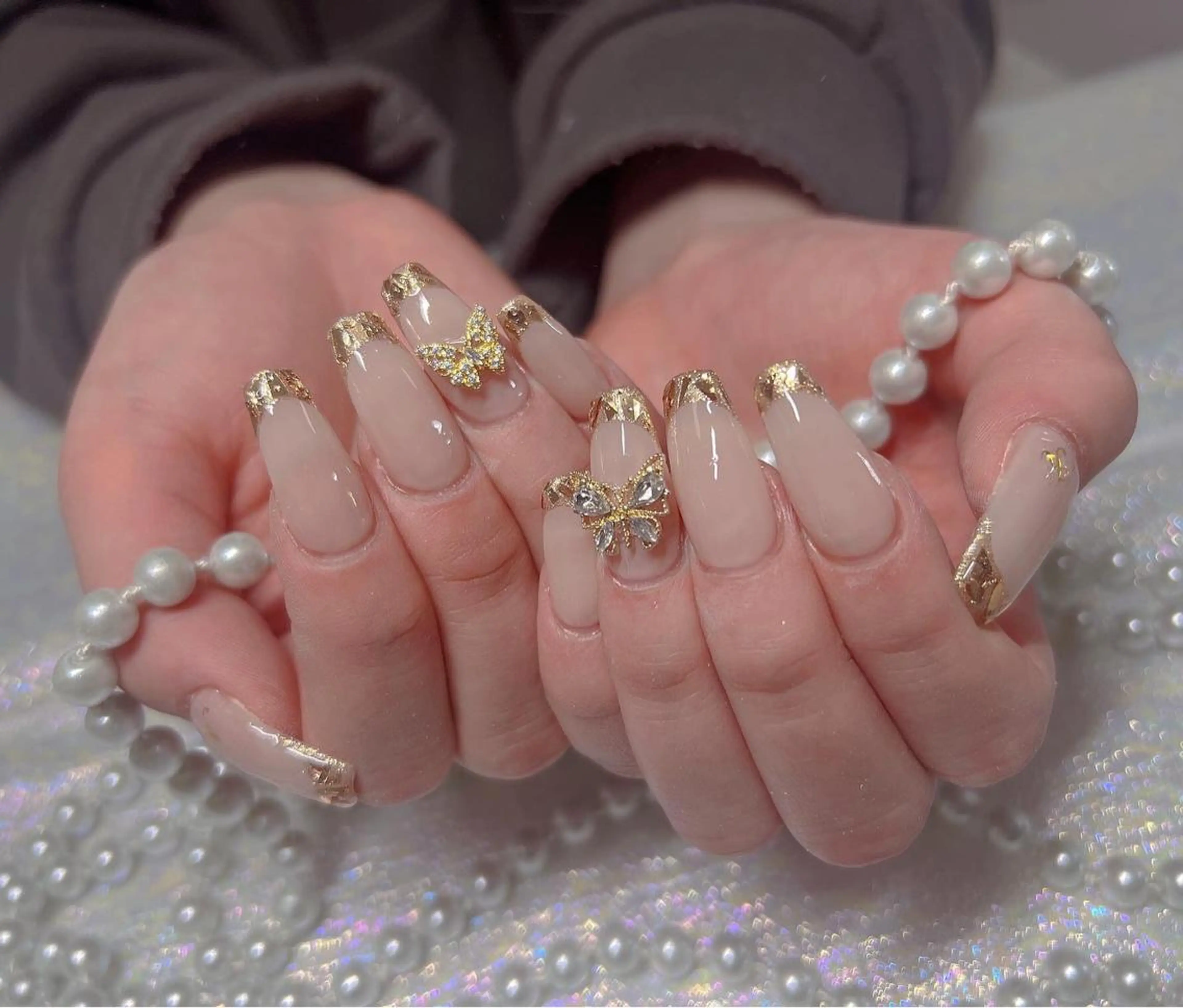 🌸バーチャルフレンチorガラスフレンチ（スートン追加OK長さだしコース）の写真