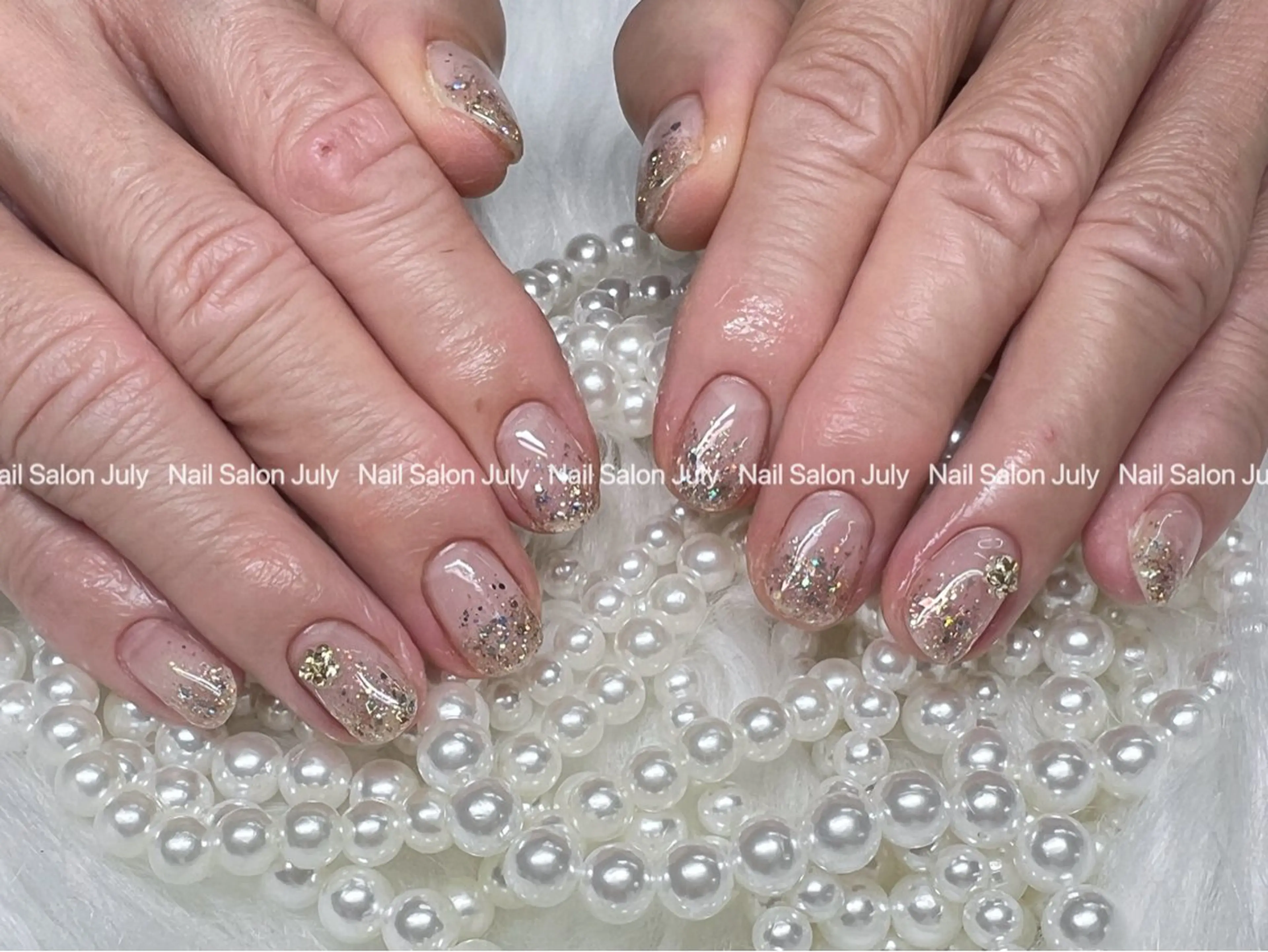 ネイル アートネイル オーロラネイル ジェルネイル ガーリー キラキラネイル July モモのネイルデザイン