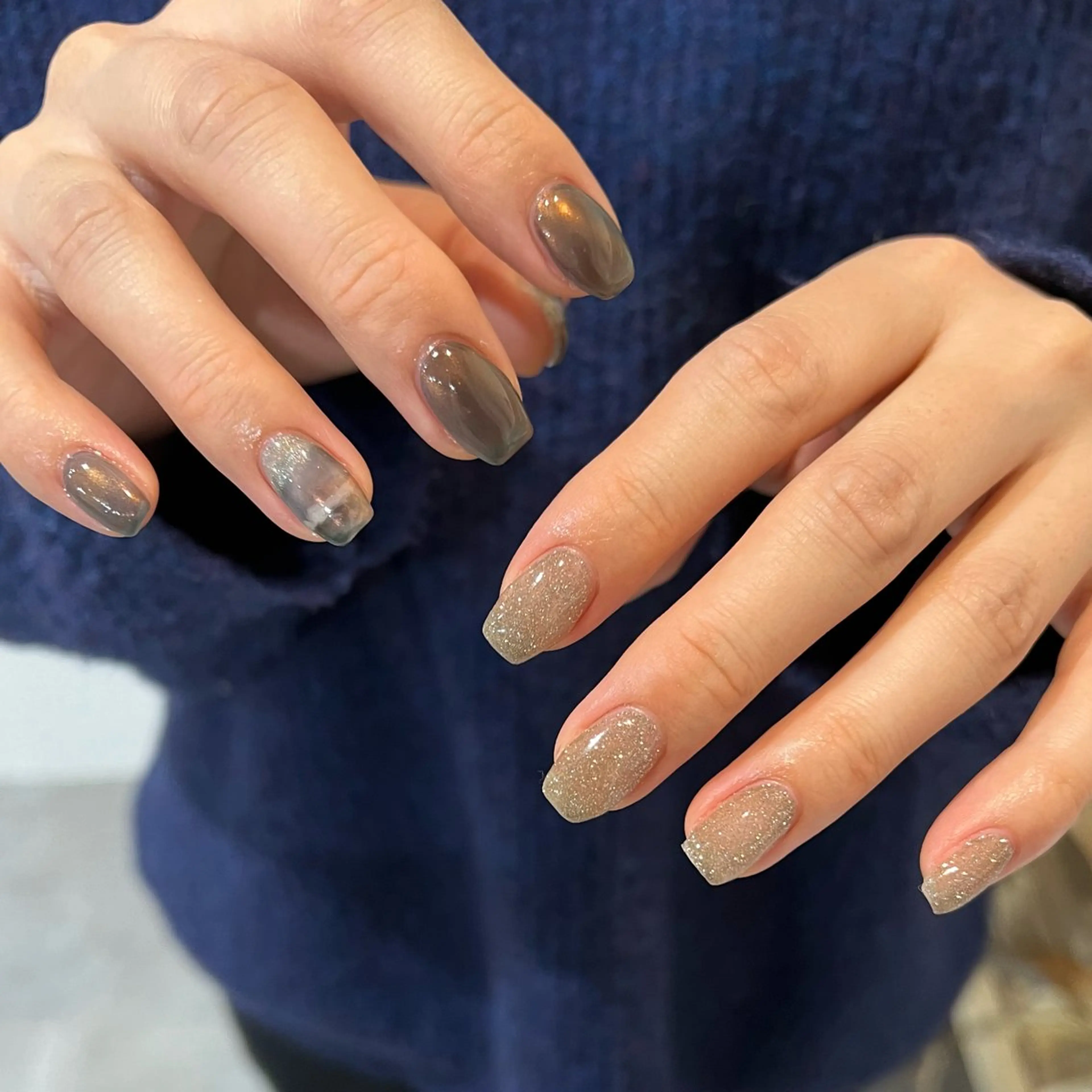 ネイル フラッシュネイル ニュアンスネイル ハンドネイル miyuu 𓂃🫧のネイルデザイン