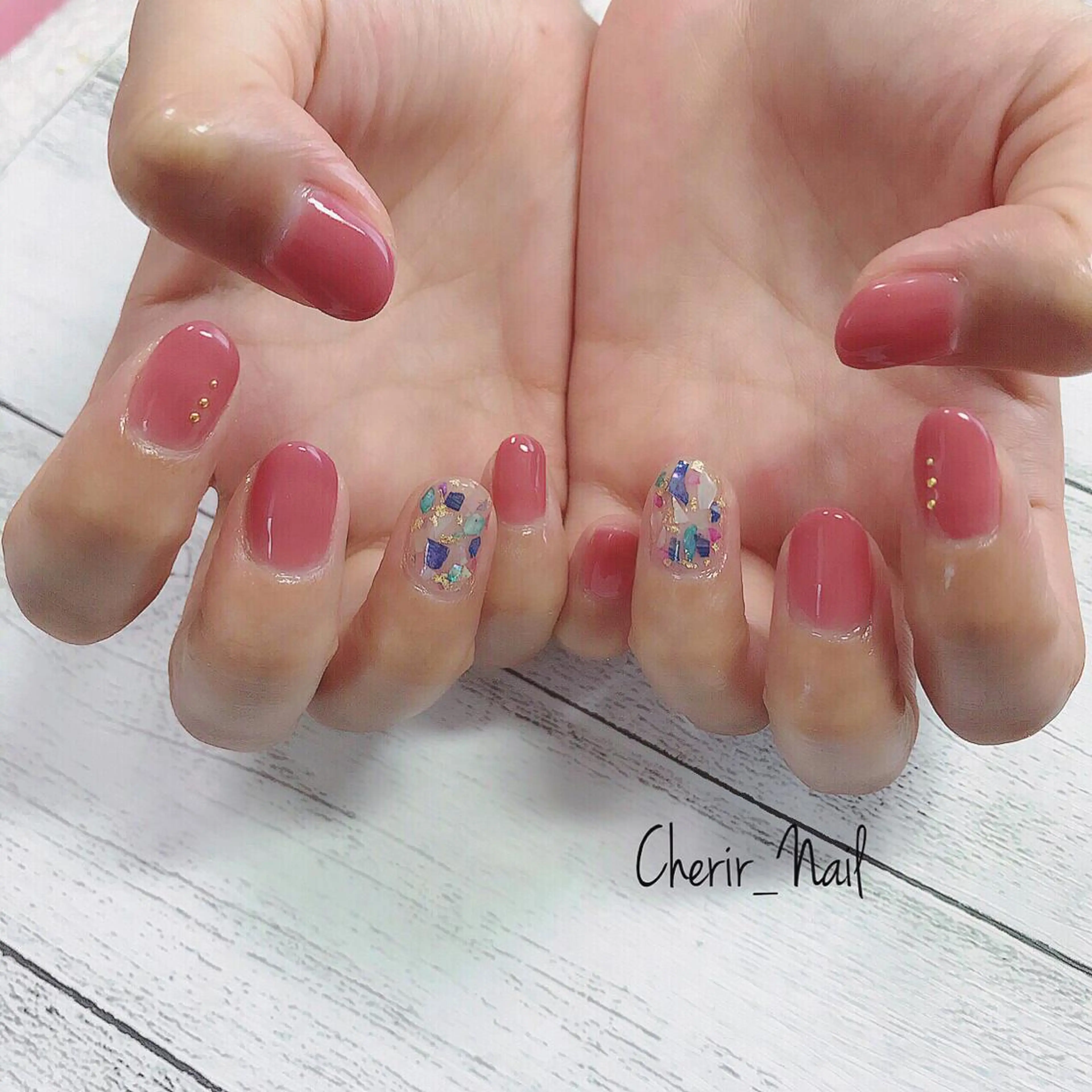 ネイル アートネイル カジュアル クリアネイル ワンカラーネイル ピンク Cherirnail kaoriのネイルデザイン