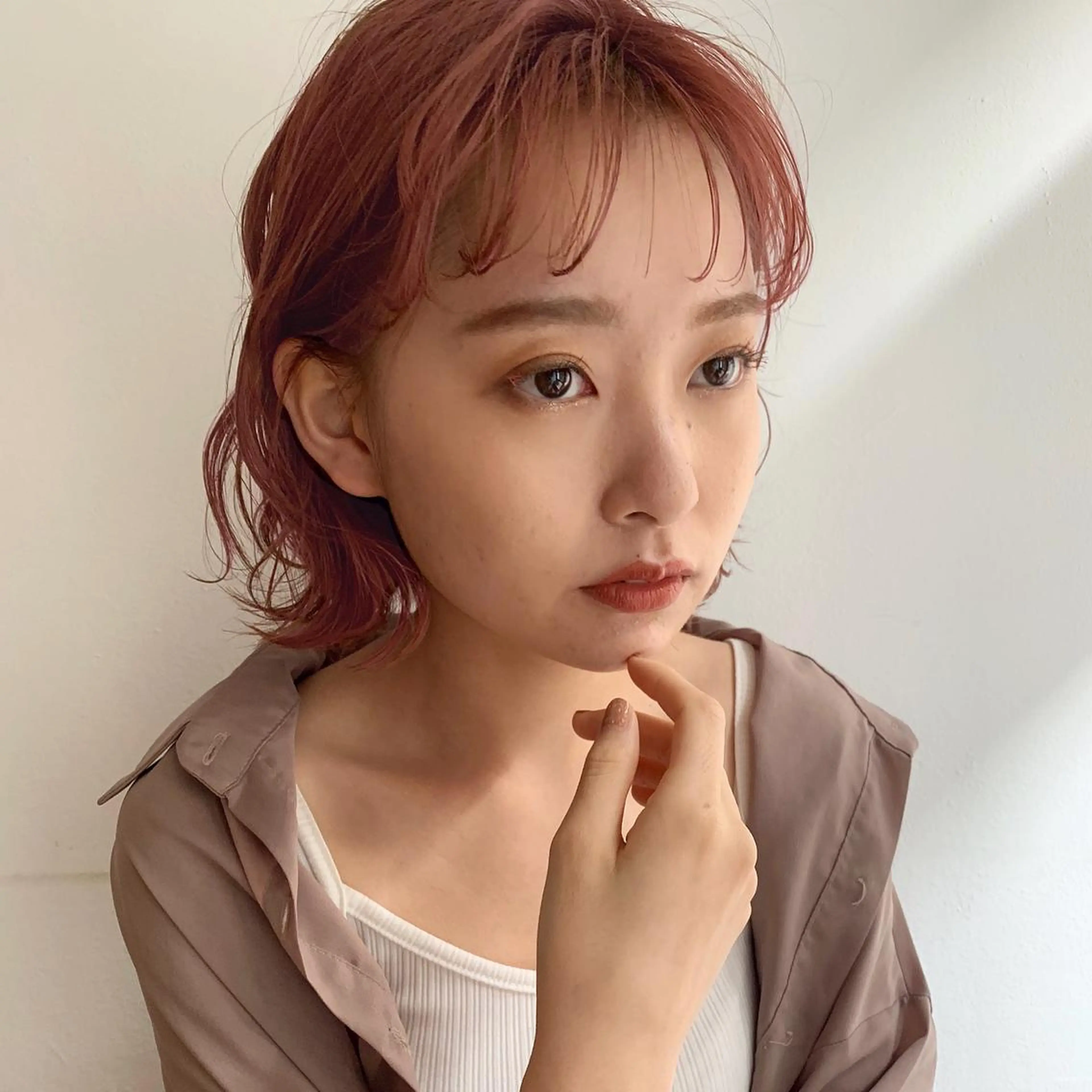 ミディアム カラー パーマ ヘアアレンジ メンズ キッズ ネイル マツエク・マツパ オレンジ ピンクカラー カラーマツエク ボブ オレンジ Uil所属・インナーカラー/ KANAのヘアスタイル