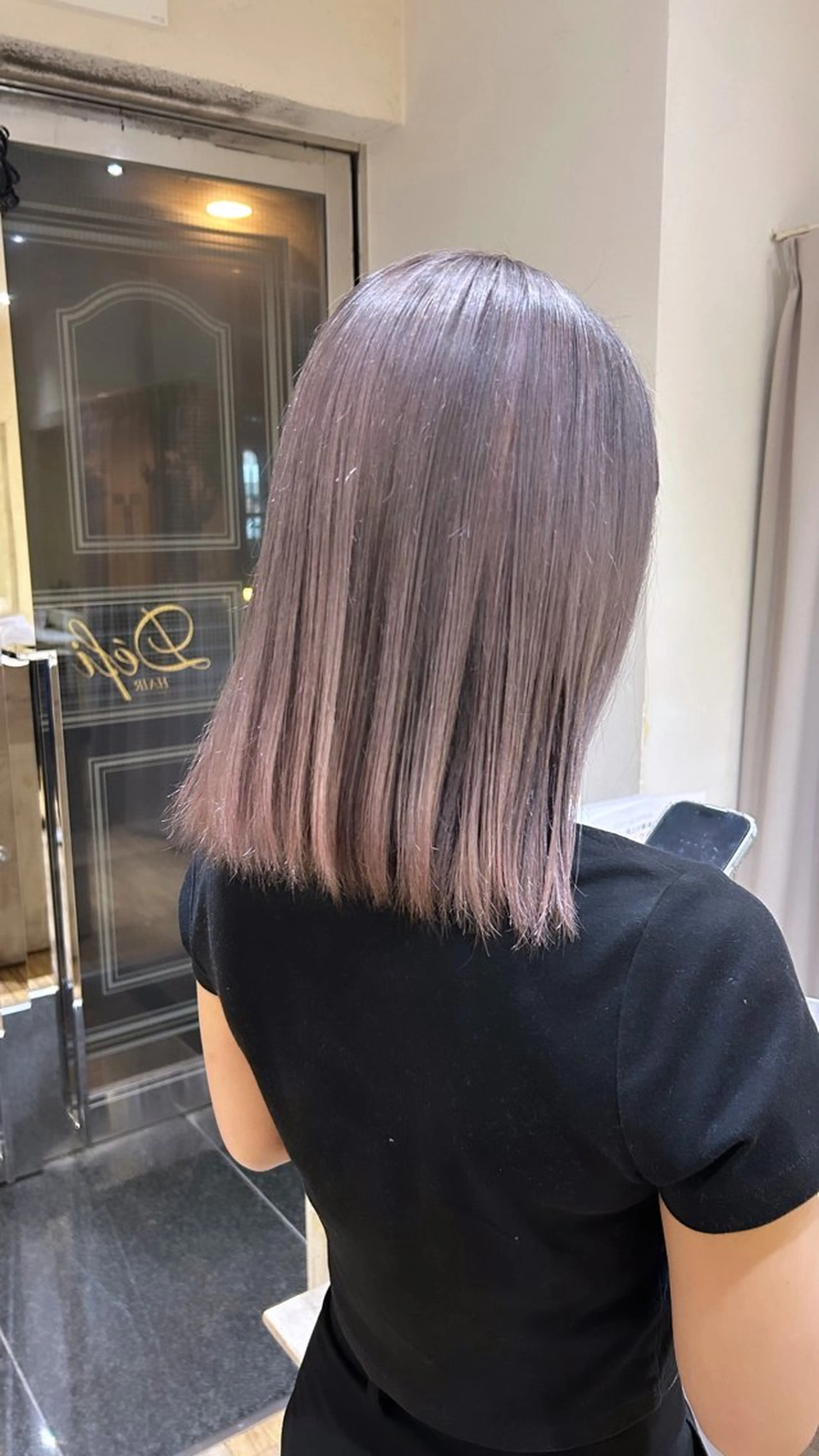 ミディアム カラー ダブルカラー シルバー リカ カラーモデル募集のヘアスタイル