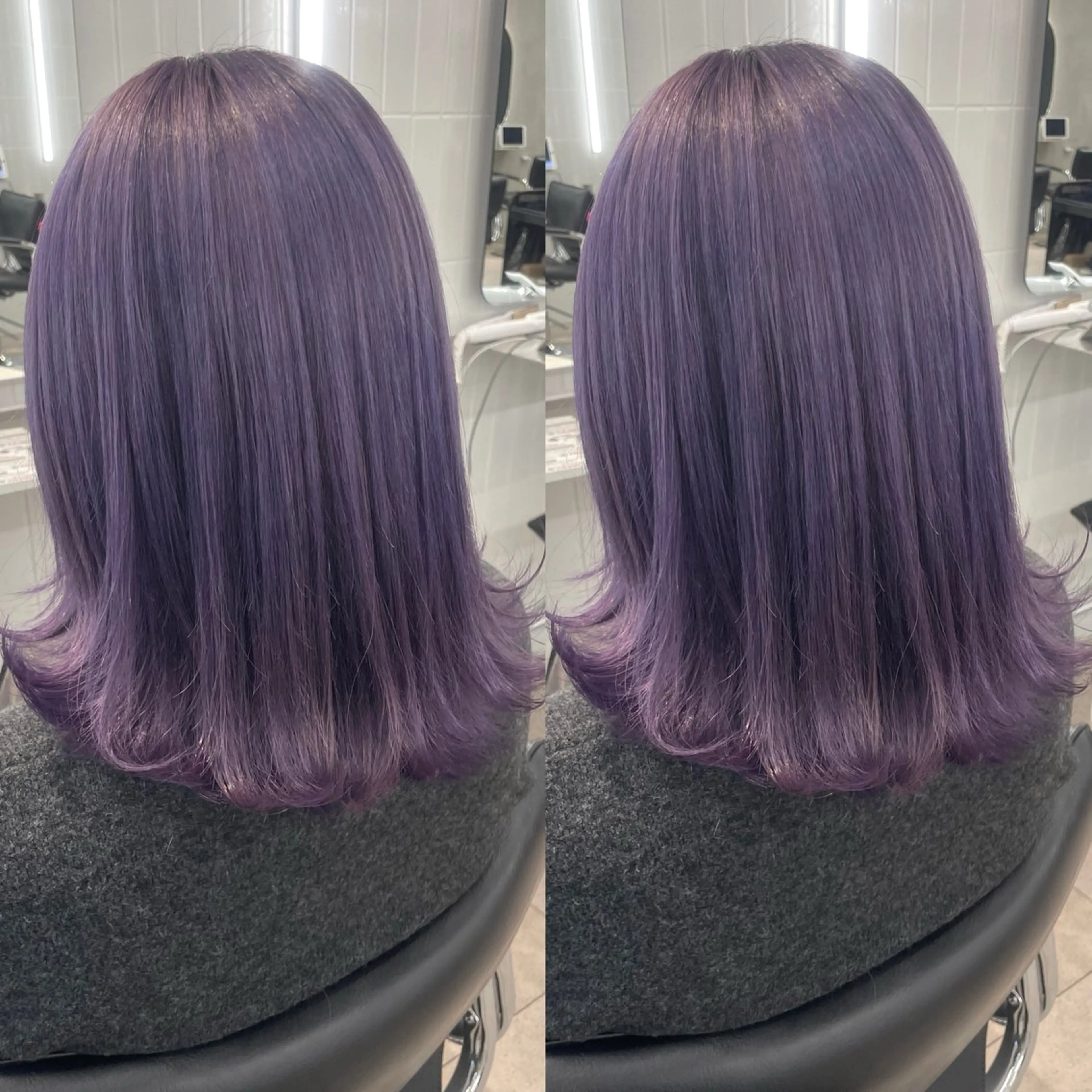 セミロング カラー アッシュ ベージュカラー ハイトーンカラー ラベンダーカラー ラベンダーアッシュ 表参道/ハイライト バレイヤージュのヘアスタイル