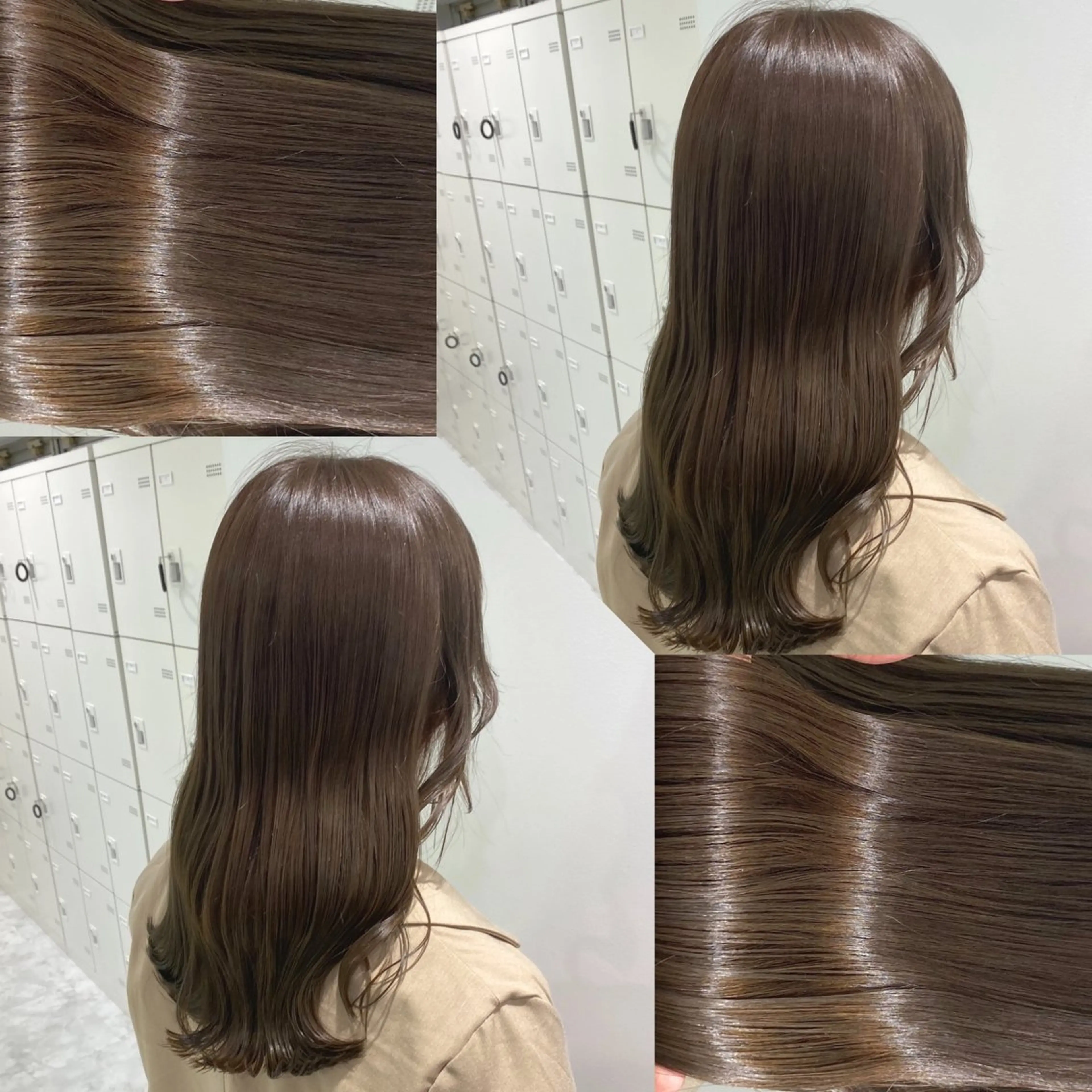 ミディアム カラー ヘアアレンジ ヘアカラー トリートメント ヘッドスパ ヘアセット 韓国風ベージュ🤎 赤みなし🌿横浜🤎のヘアスタイル