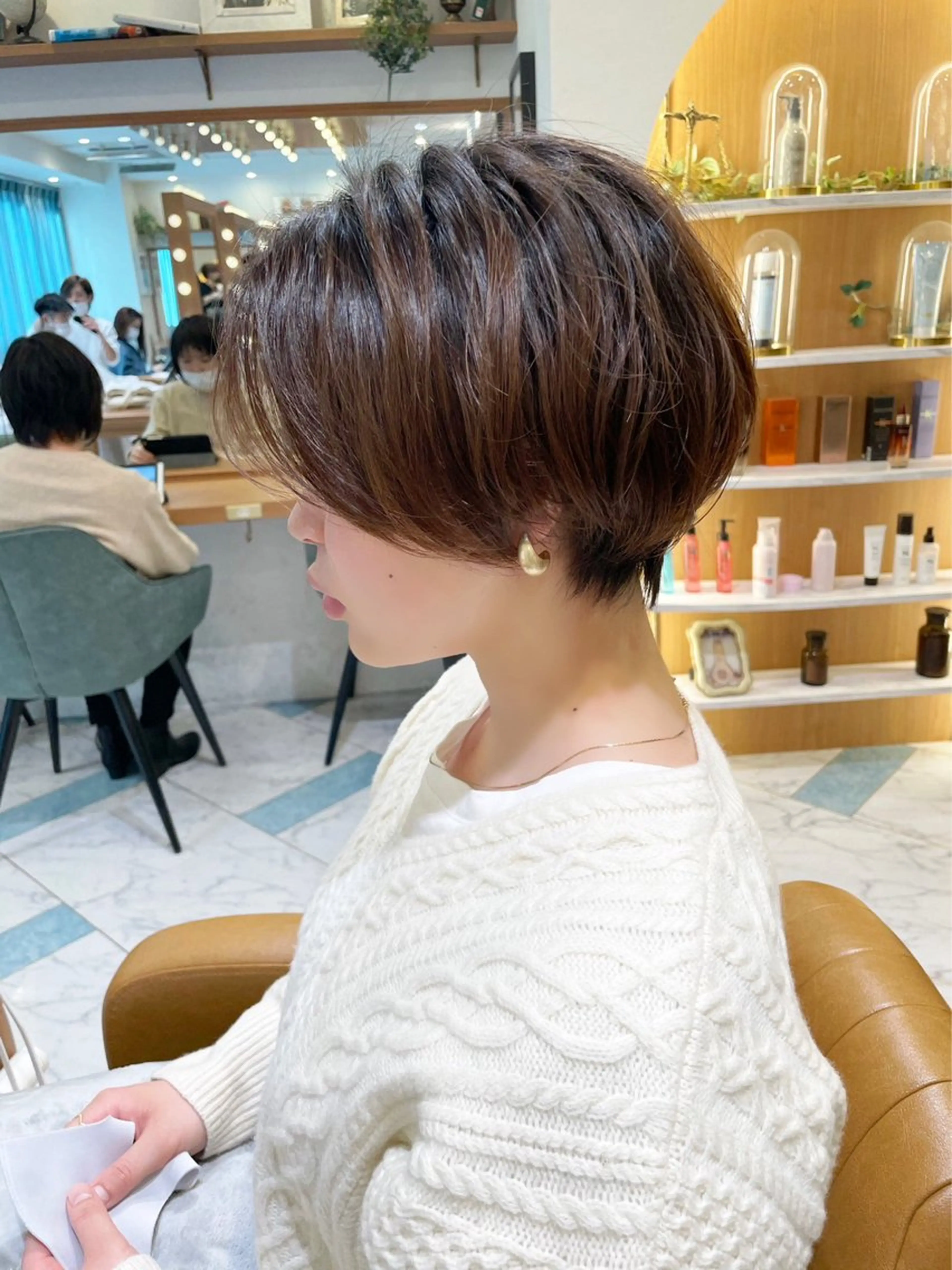 ショート カラー パーマ ショートボブ ハイライトカラー インナーカラー ボブ ハイライト ショート特化/ 似合わせカット/高津のヘアスタイル