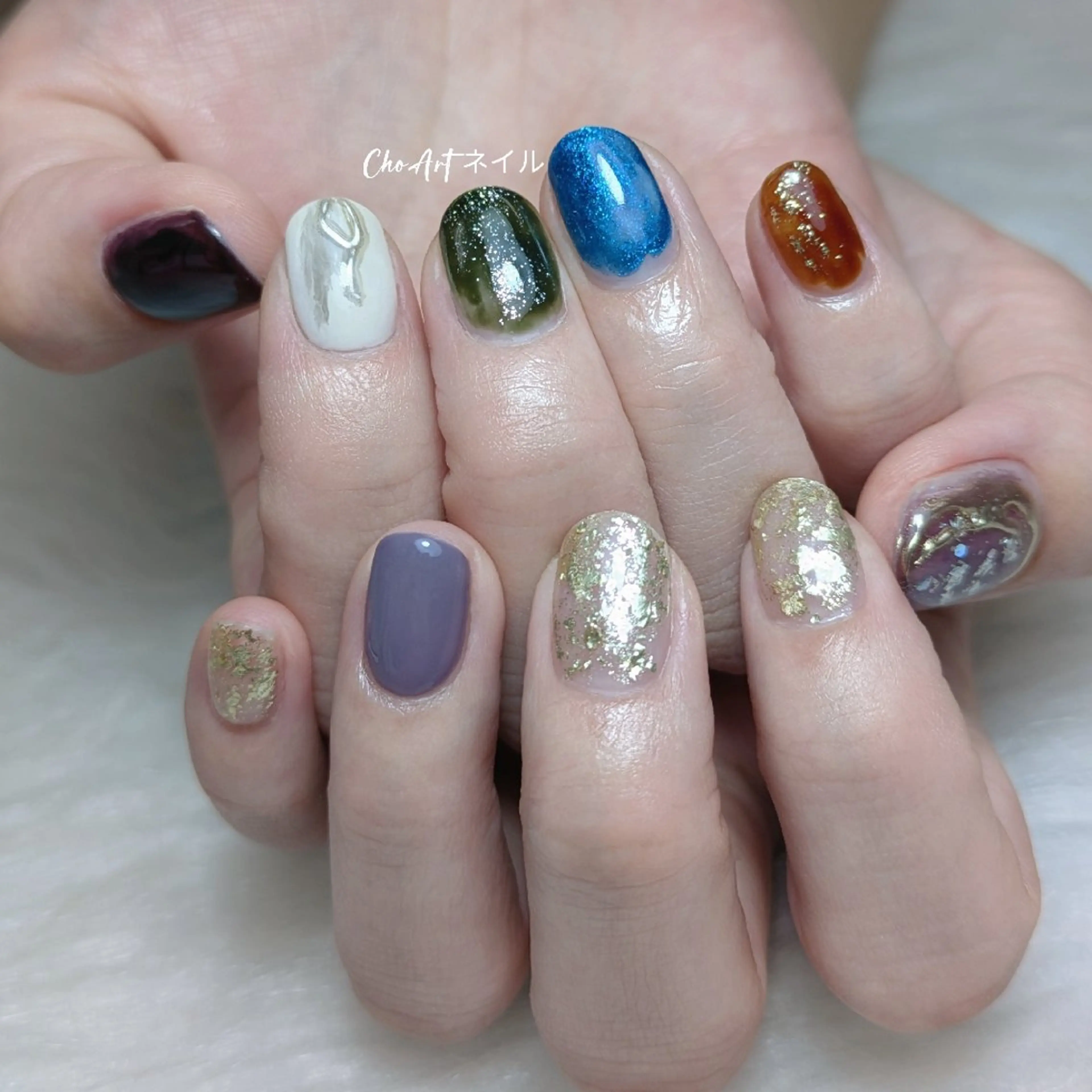 ネイル アートネイル ジェルネイル ラメ(グリッター) マグネットネイル ミラーネイル Cho Artネイル所属・ronronne .のネイルデザイン