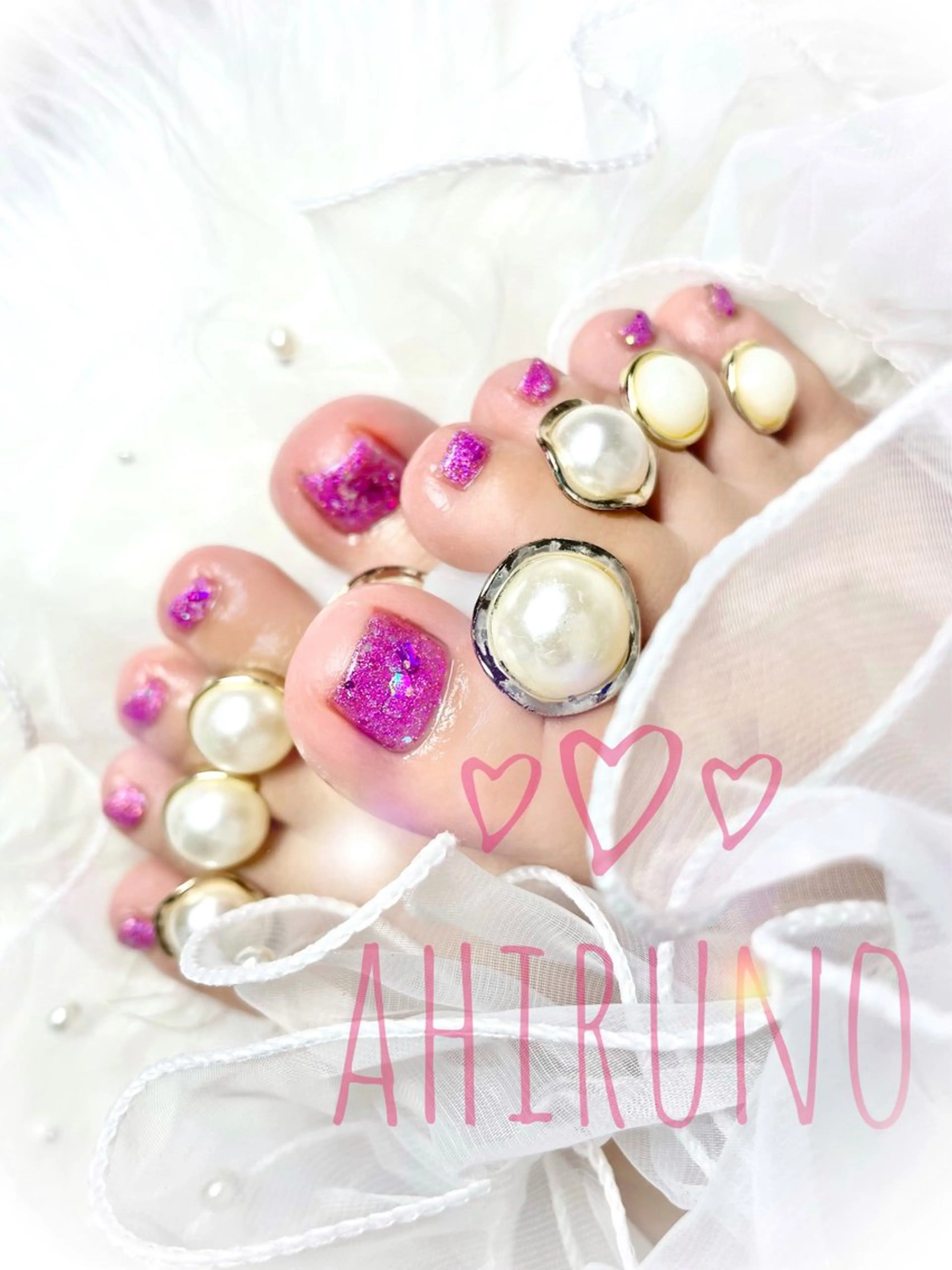 ネイル オーロラネイル フットネイル ラメ(グリッター) フットネイル ａｈｉｒｕｎｏ ✿ ｙｕiのネイルデザイン