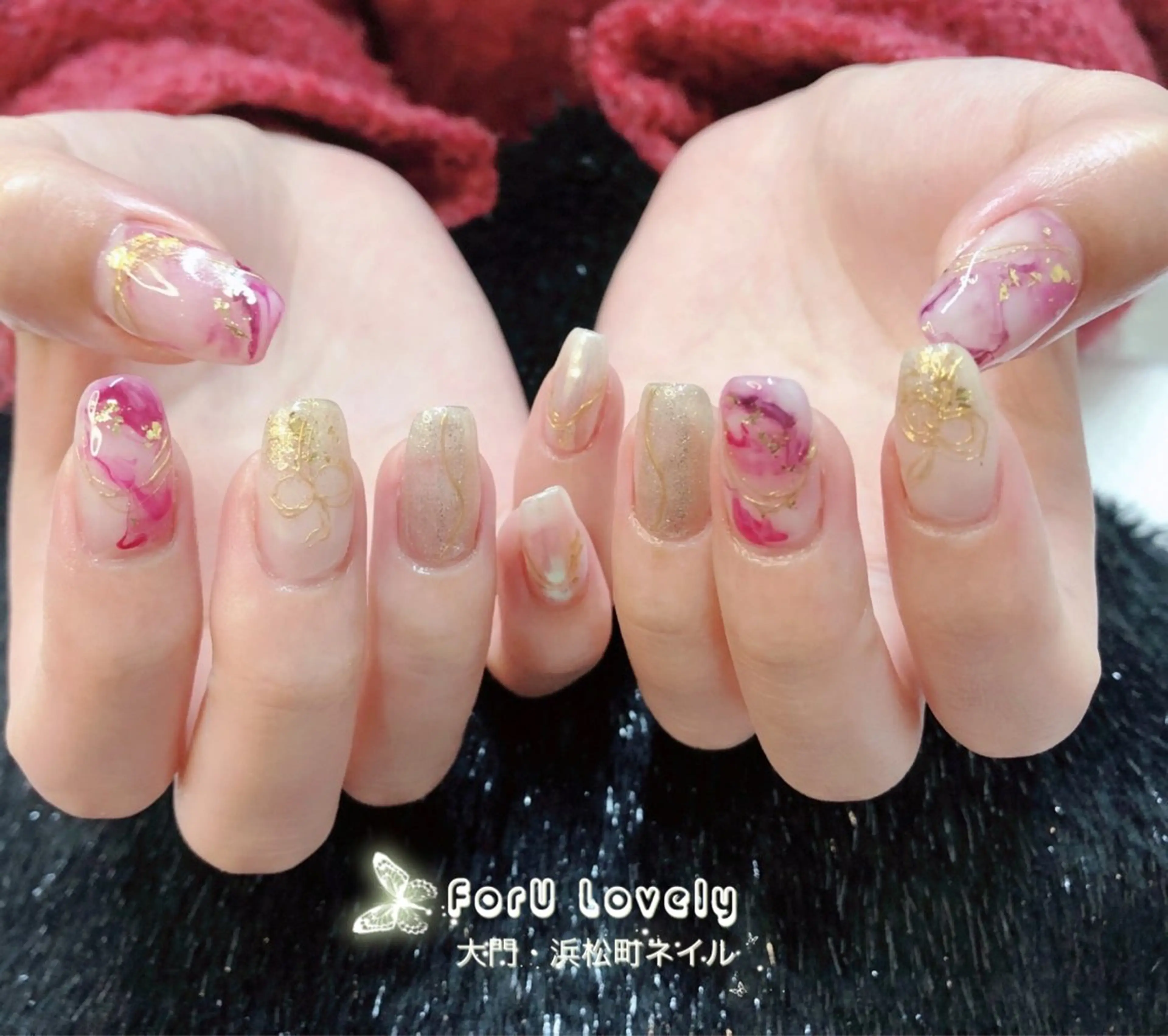 ネイル フレンチネイル ジェルネイル ガラスフレンチ ゴージャス グラデーション ハンドネイル ハンドケア 大門浜松町 ネイルのネイルデザイン