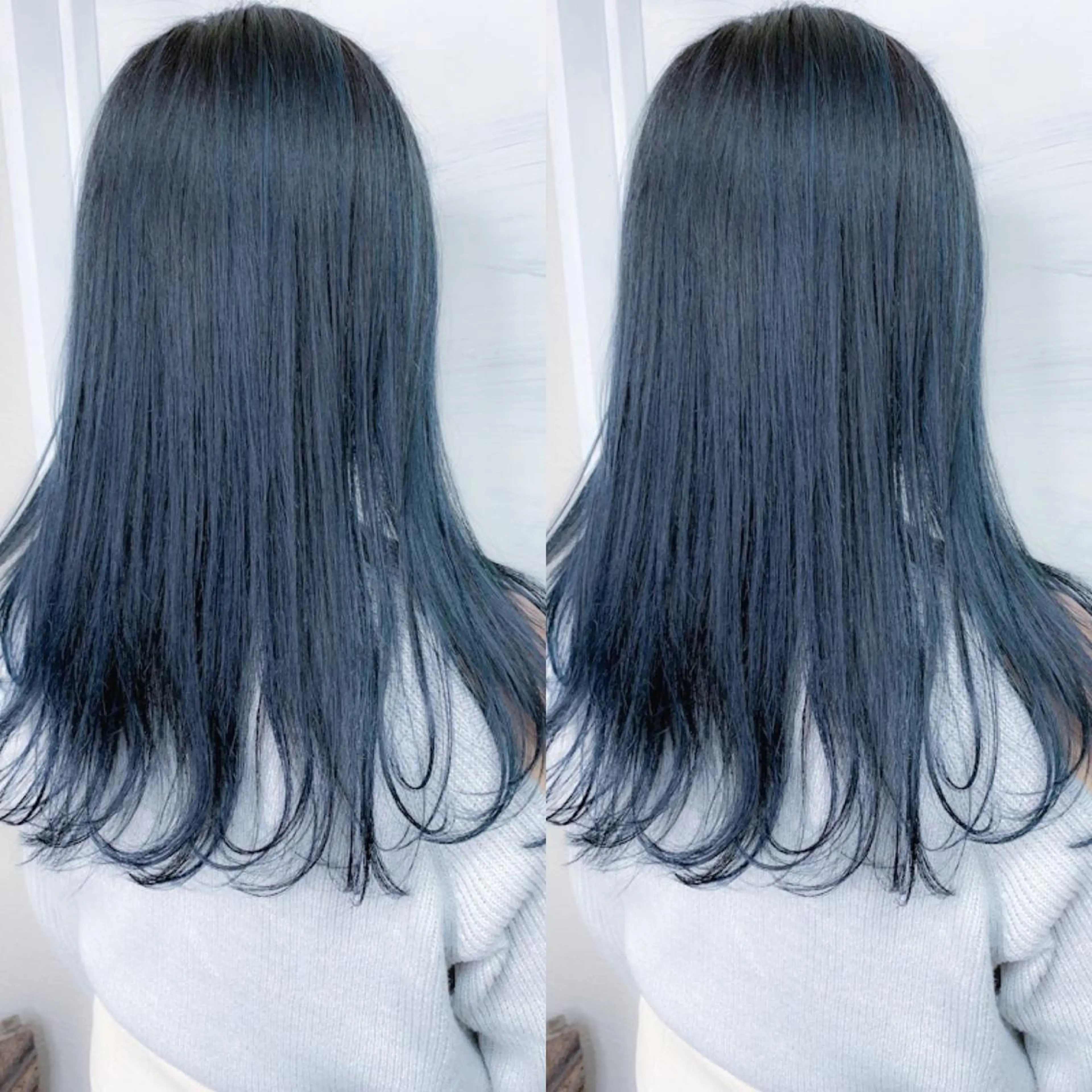 セミロング カラー ブリーチ ブルーカラー ハイライトカラー ハイライト ヘアカラー BOX mico.のヘアスタイル