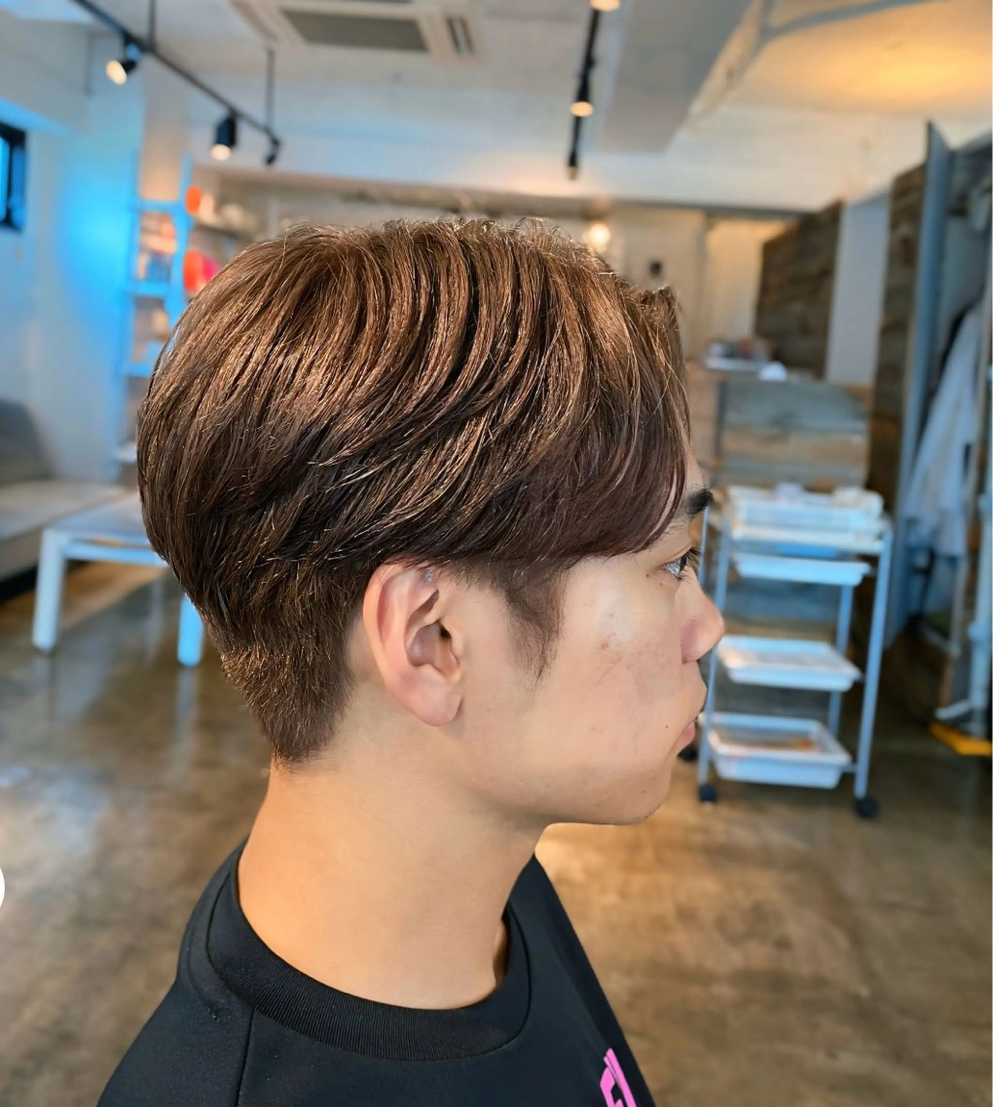 ショート カラー メンズ ブラウンカラー ミルクティーブラウン メンズパーマ 特化/中川拓也のヘアスタイル