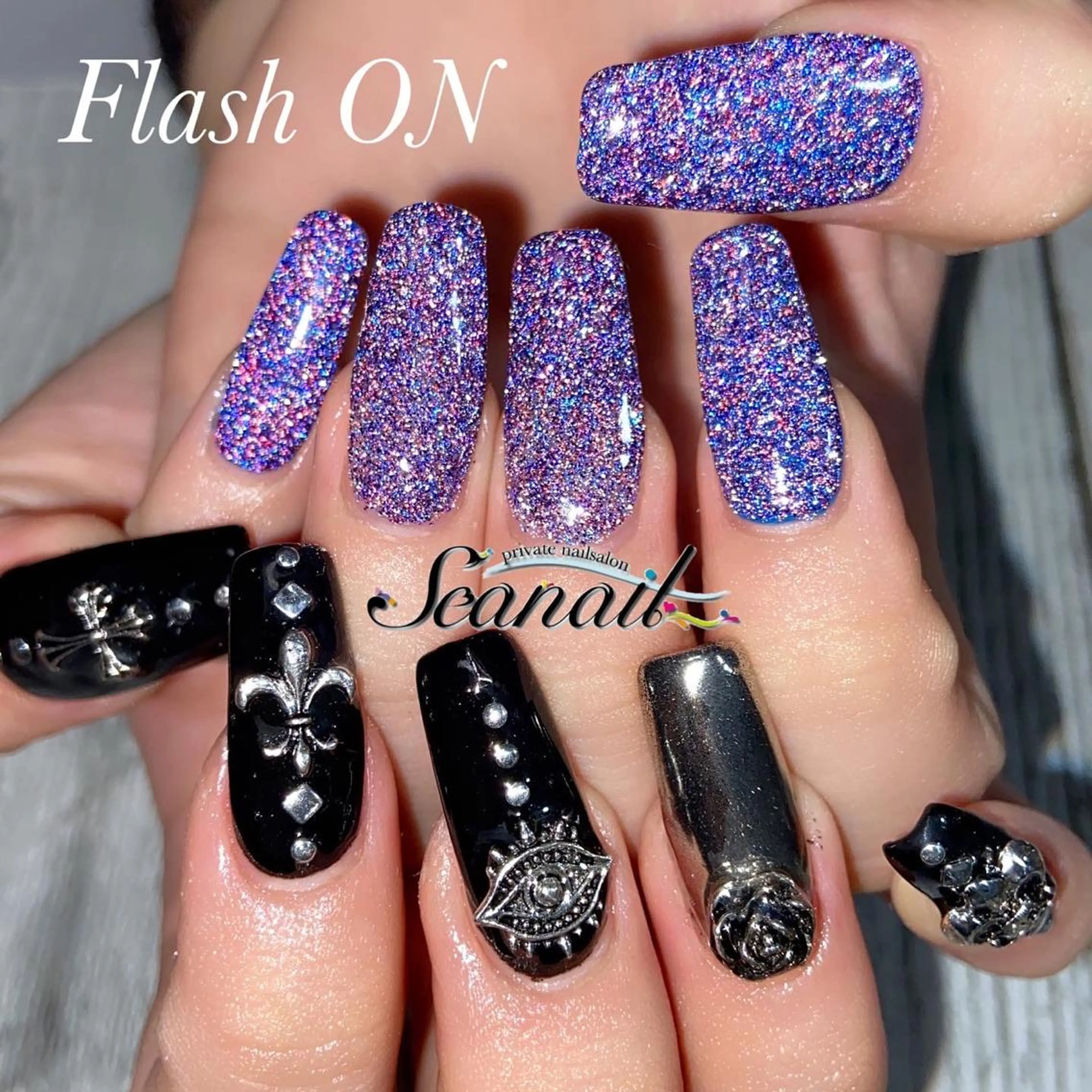 ネイル アートネイル フラッシュネイル フットネイル ジェルネイル ロングネイル 小尾 栞のネイルデザイン