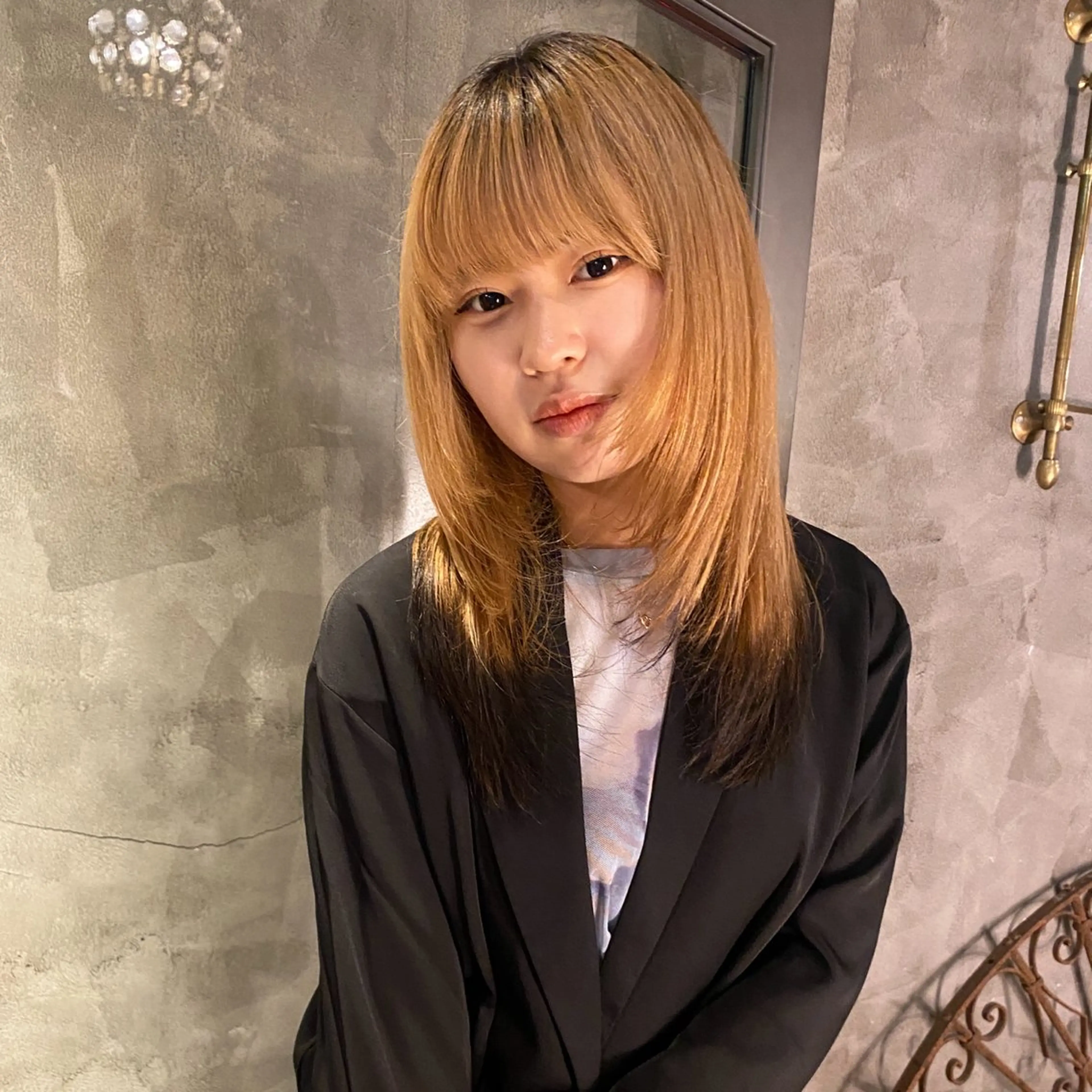 セミロング 顔まわりレイヤー レイヤーカット カット トリートメント ニュアンスデザイン/ SHOUTOのヘアスタイル