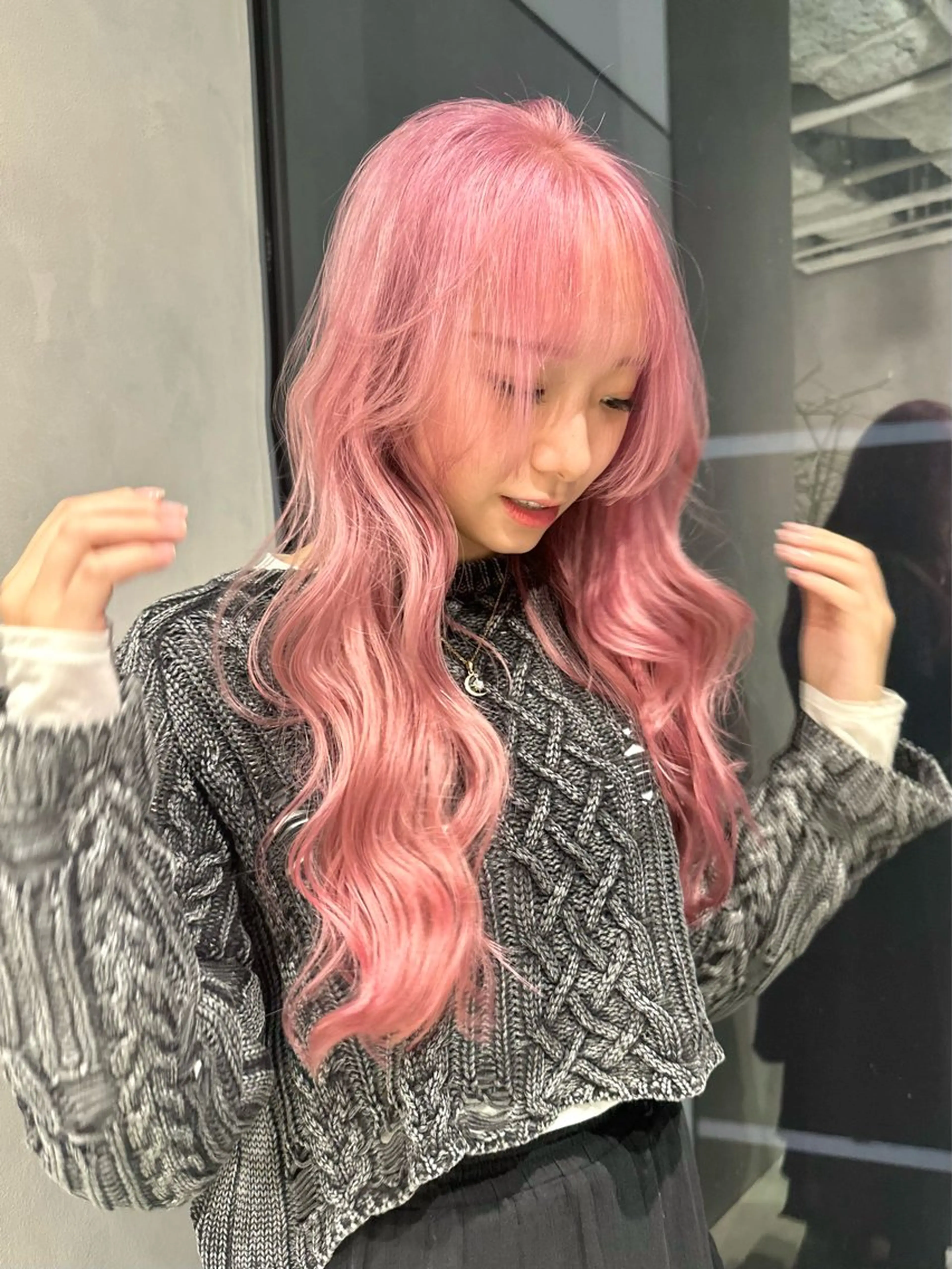 ロング カラー ブリーチ ピンクカラー カット ヘアカラー トリートメント ハイトーン/ショート /akane🐰♥️のヘアスタイル