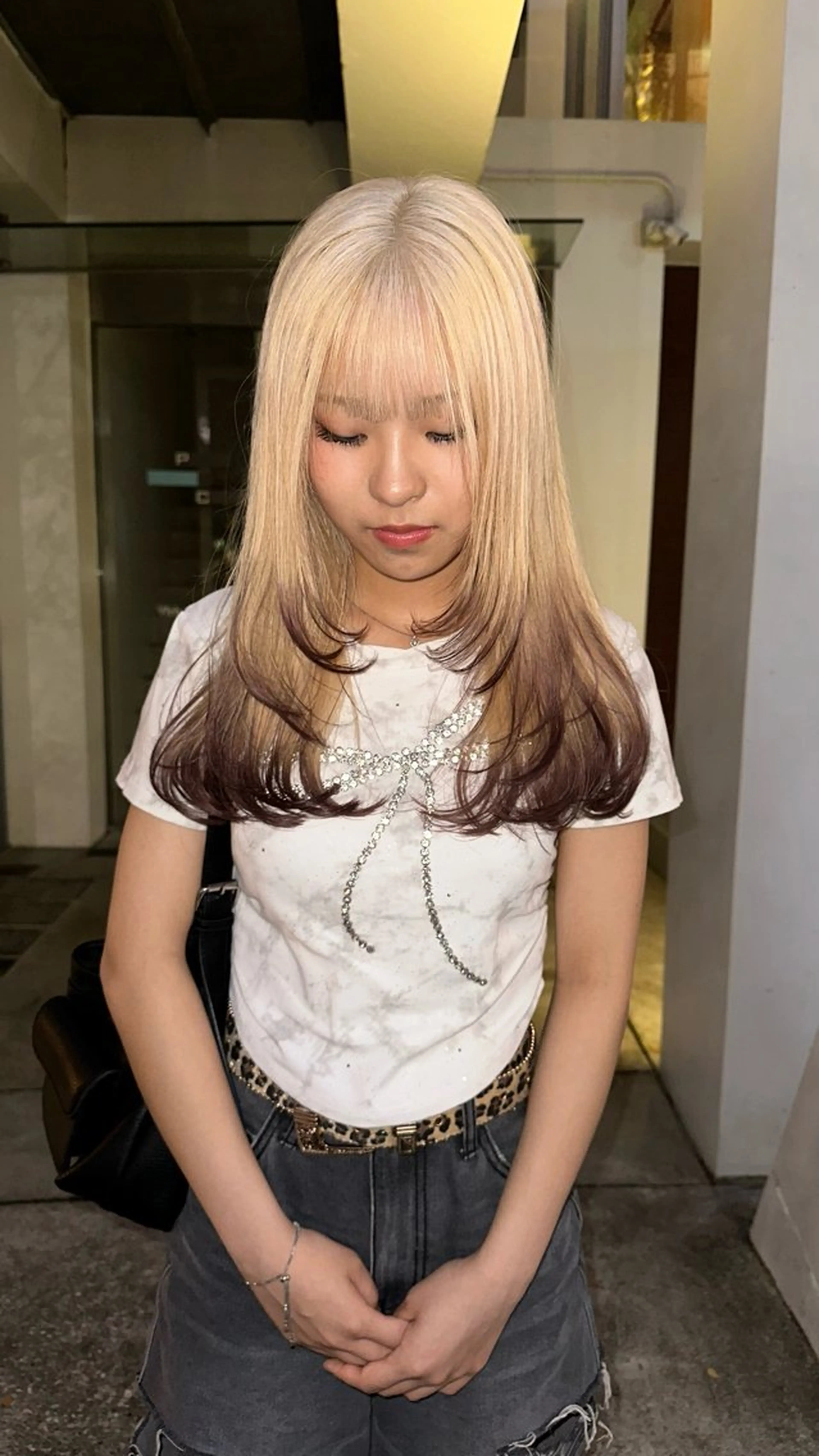 ロング カラー ブロンド デザインカラー レイヤーカット REINA☁️透明感 カラー/ぷつっと♡のヘアスタイル