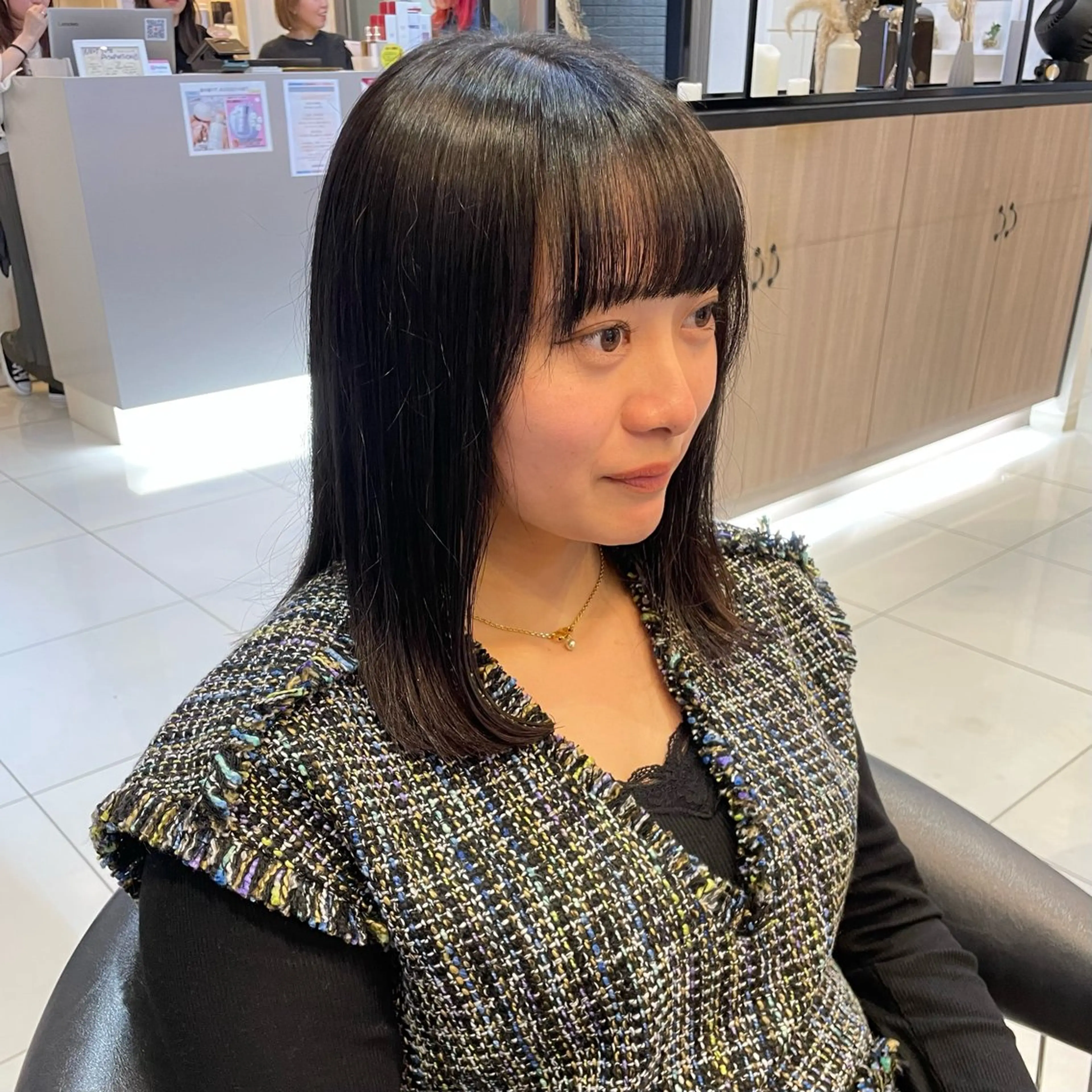 セミロング カット mao♡ベージュ/ 顔周りカットのヘアスタイル