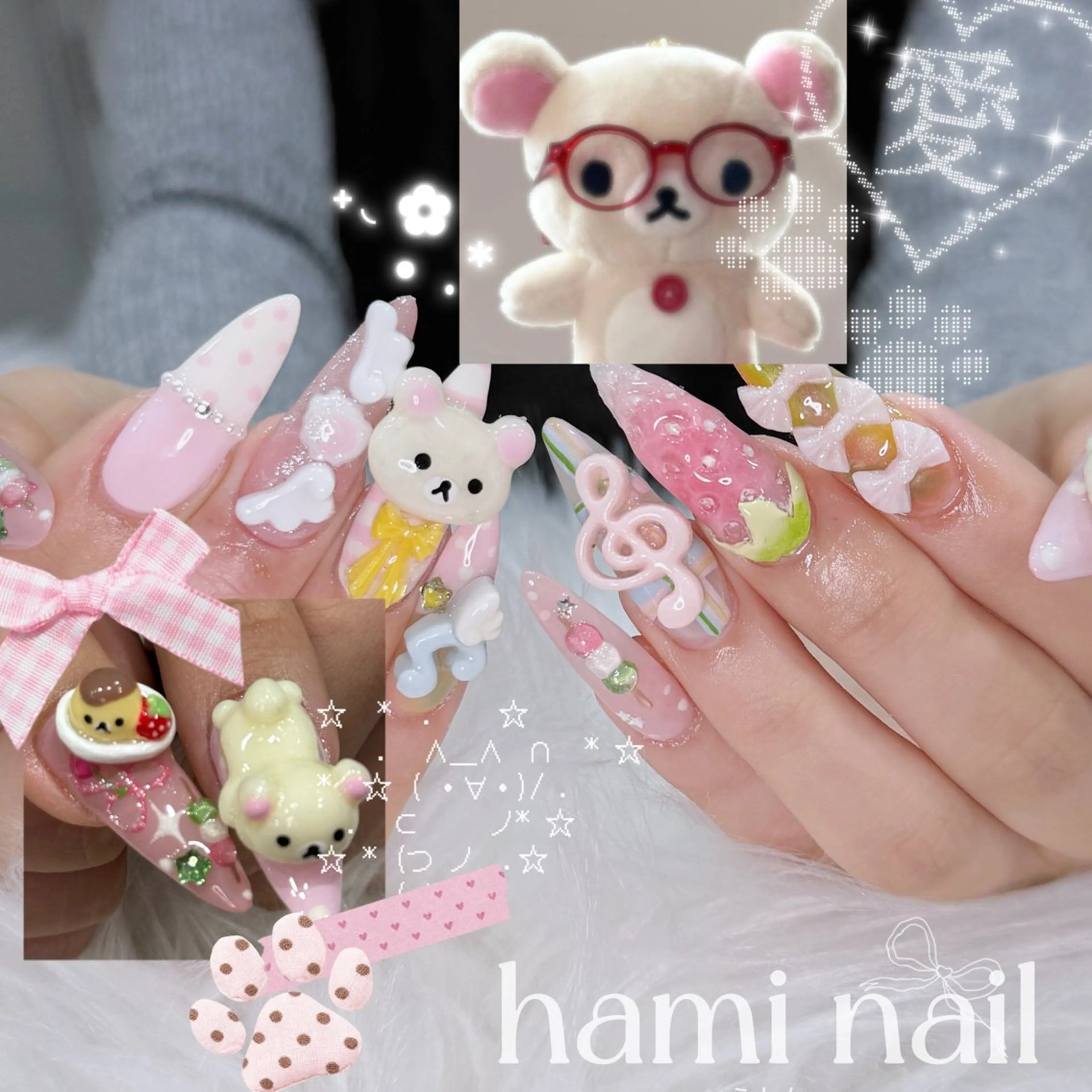 ネイル ハンドネイル ハンドケア hami🎀うかん 🎀チップ長さ出しのネイルデザイン