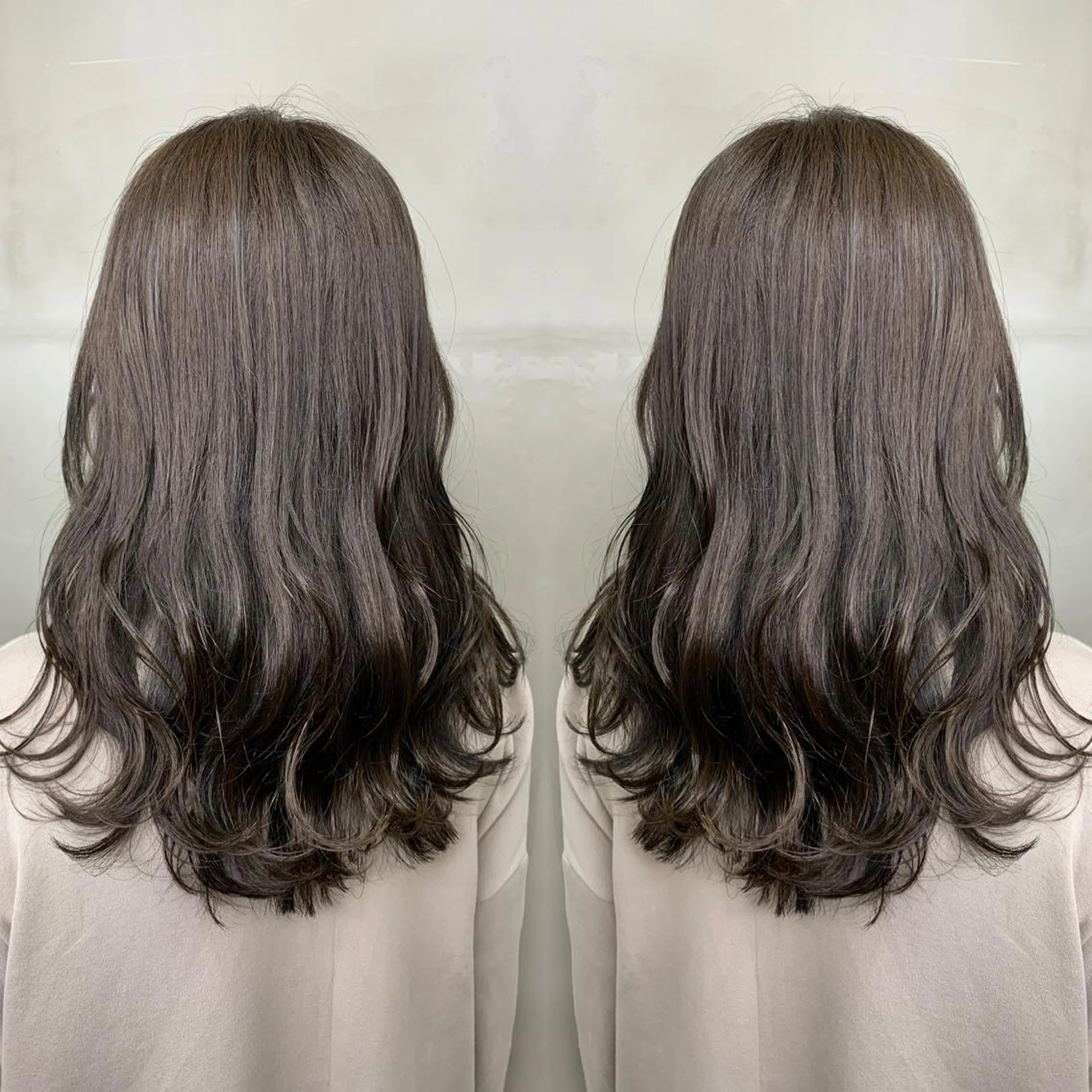 ロング カラー アッシュ バレイヤージュ ベージュカラー ブロンド ブルーカラー カット ヘアカラー トリートメント レイヤーカット/ 艶カラー/RYOMAのヘアスタイル