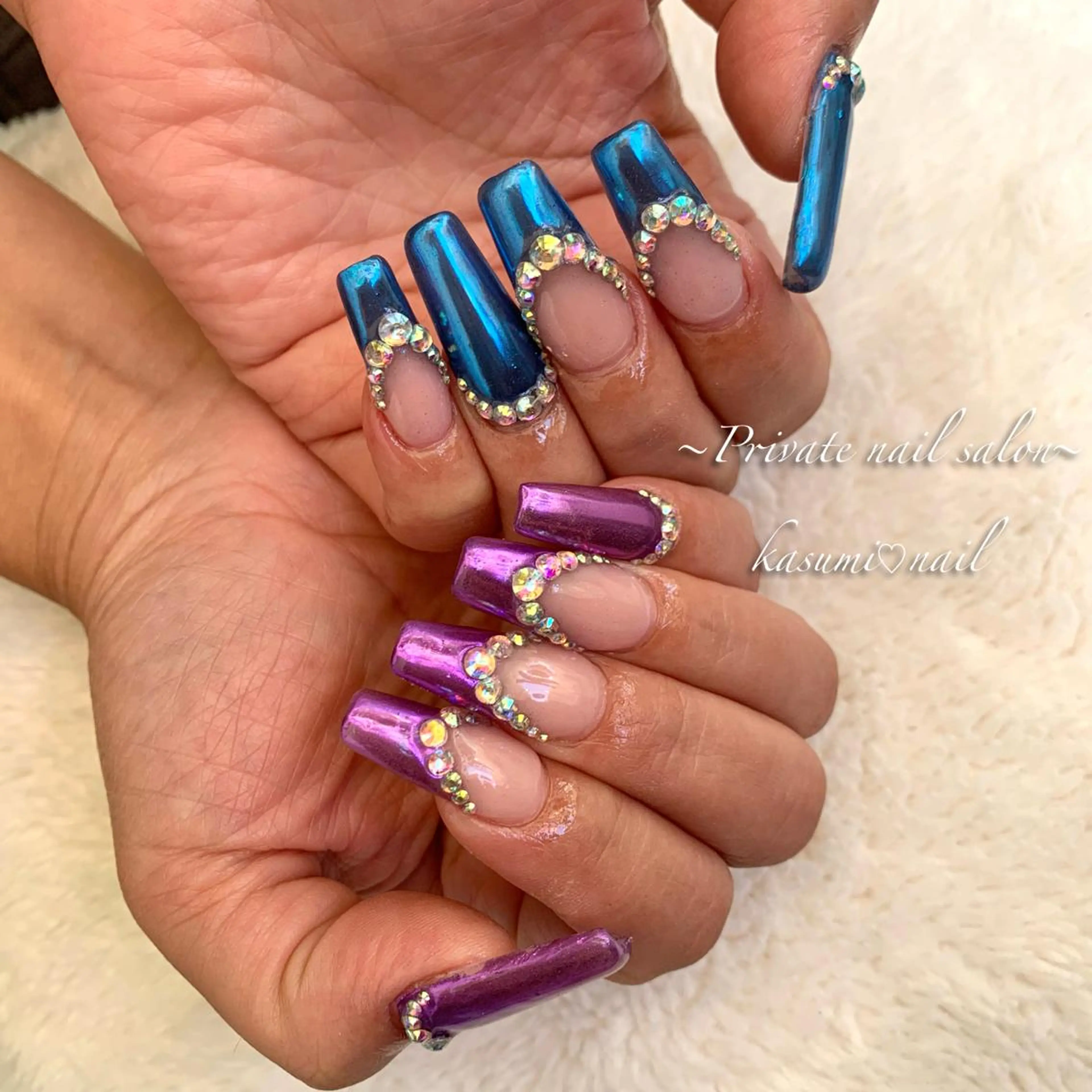 ネイル アートネイル ラメ(グリッター) マグネットネイル ミラーネイル 持ち込み KASUMI♡ Nailのネイルデザイン