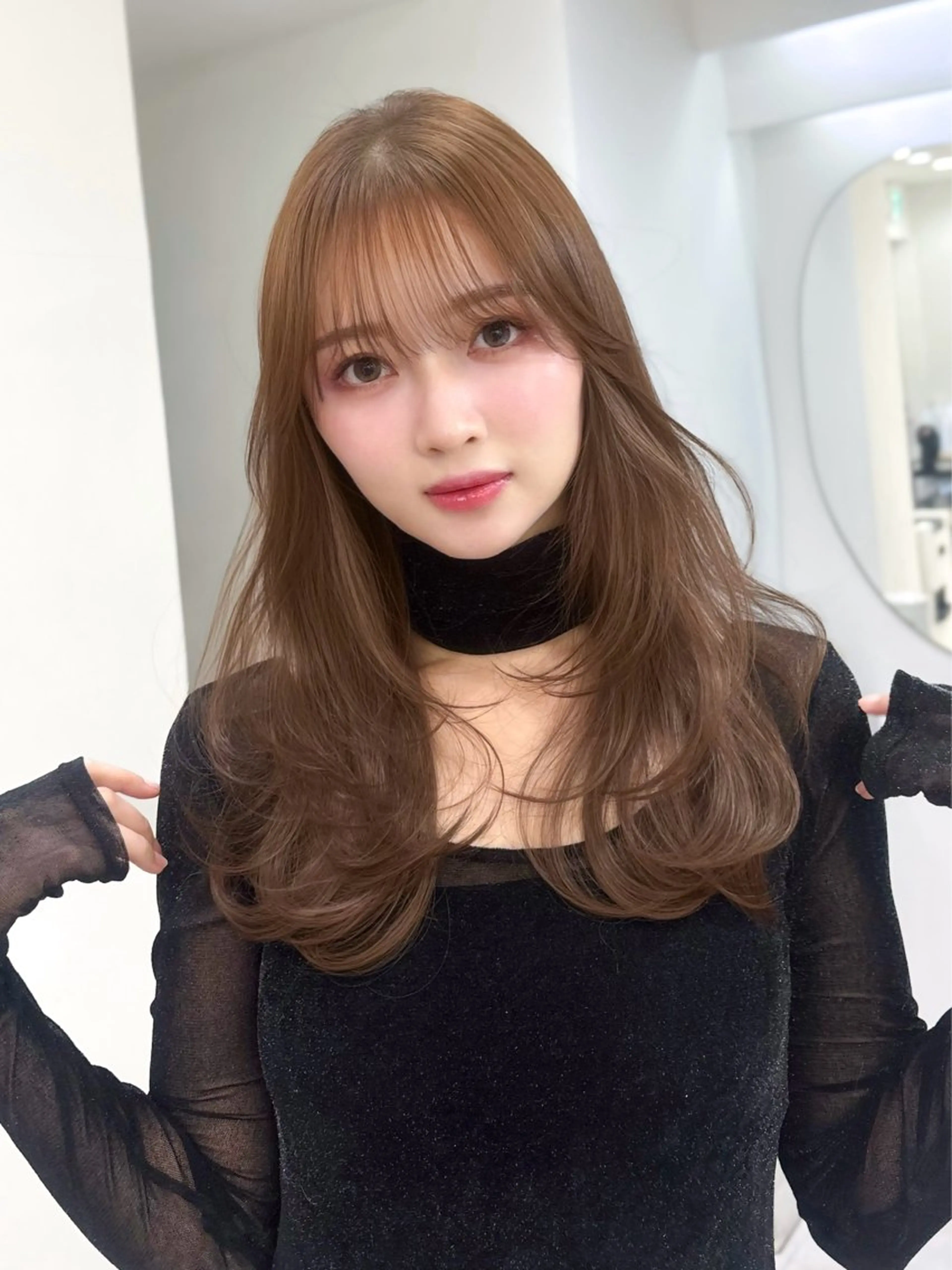 ロング カラー ベージュカラー 韓国風ヘア レイヤーカット カット ヘアカラー トリートメント 艶髪/モテヘア🎀 MIHOのヘアスタイル