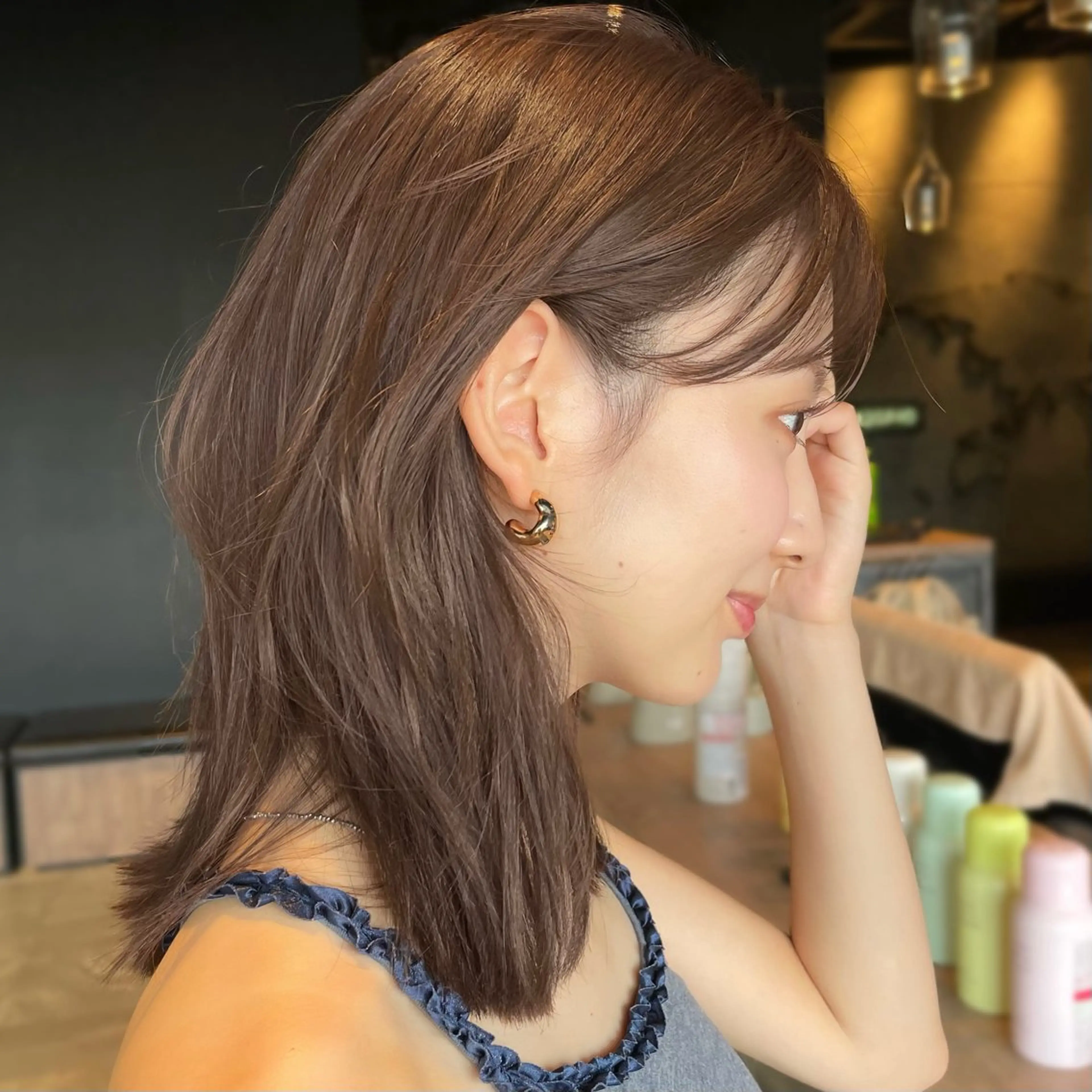 ミディアム カラー ヘアアレンジ カット ヘアカラー トリートメント ヘッドスパ ヘアセット 【柔らか透明感✨/ 似合せ前髪】大石葉月のヘアスタイル