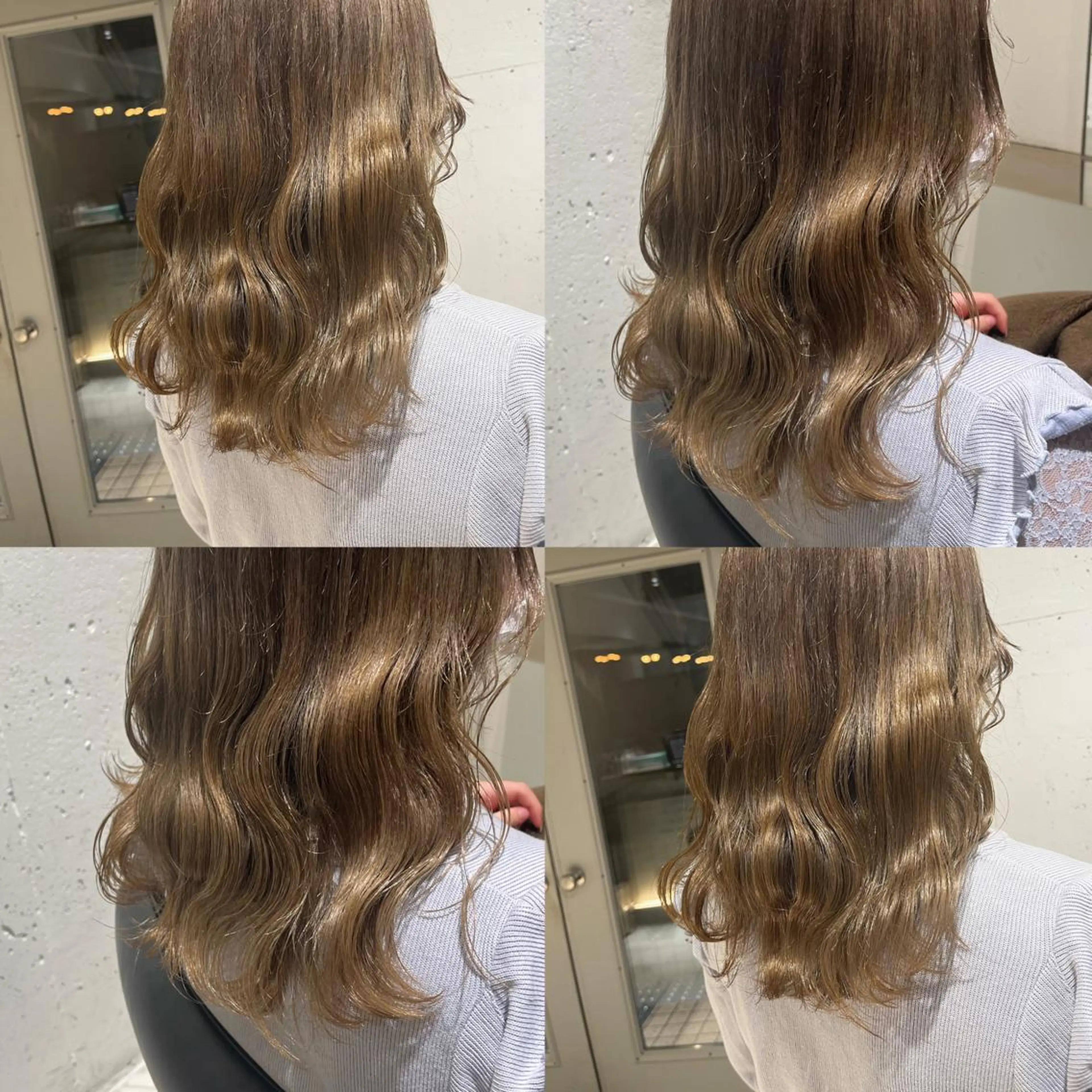 セミロング カラー ベージュカラー ハイトーンカラー ラテベージュ ミルクティーベージュ カット ヘアカラー トリートメント ヘッドスパ ヘアセット カジュアルを女っぽく 𝗮𝘆𝗮𝗰𝗼のヘアスタイル