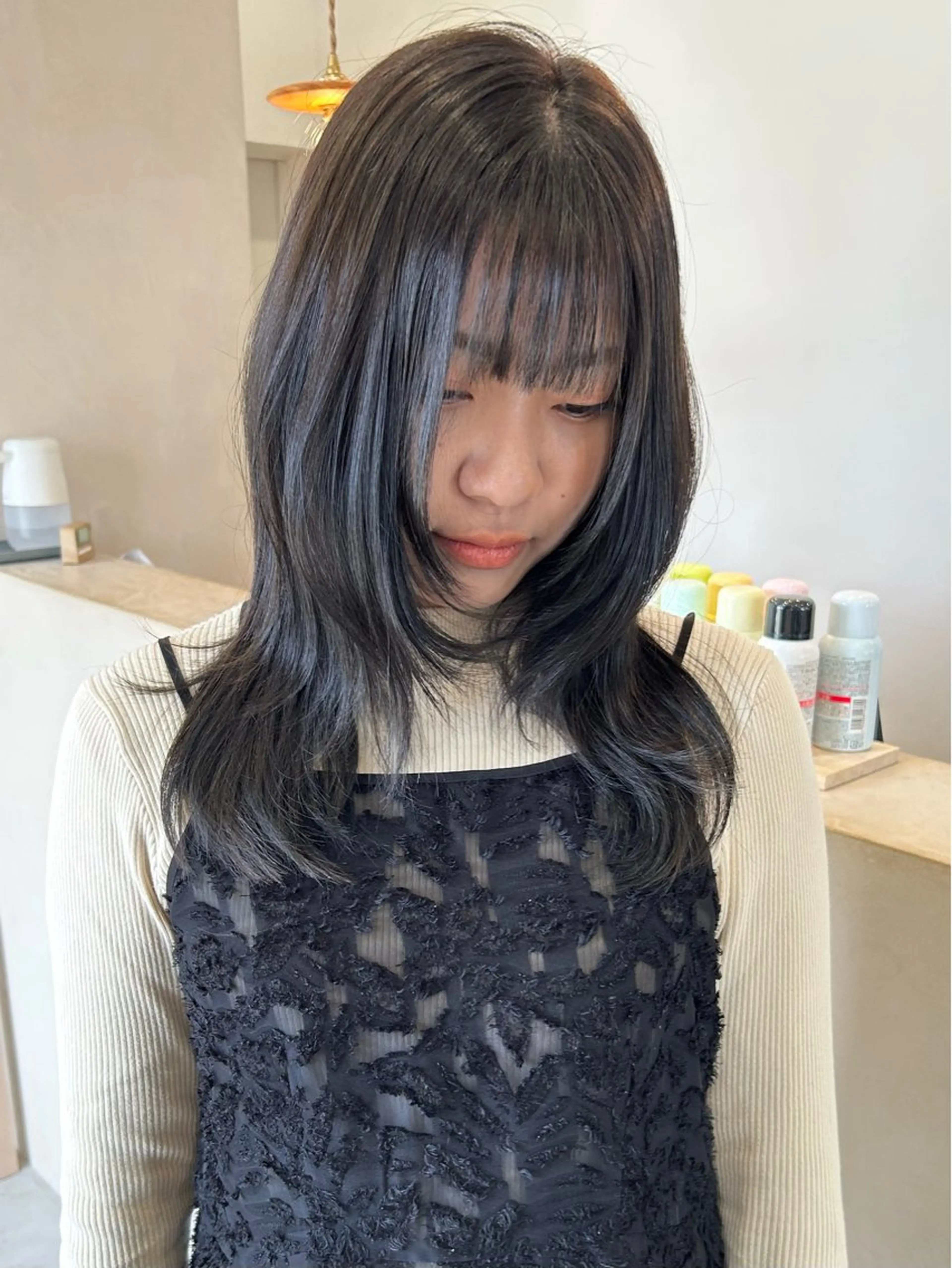 ロング カラー レイヤー/韓国ヘア 杉浦結梨のヘアスタイル