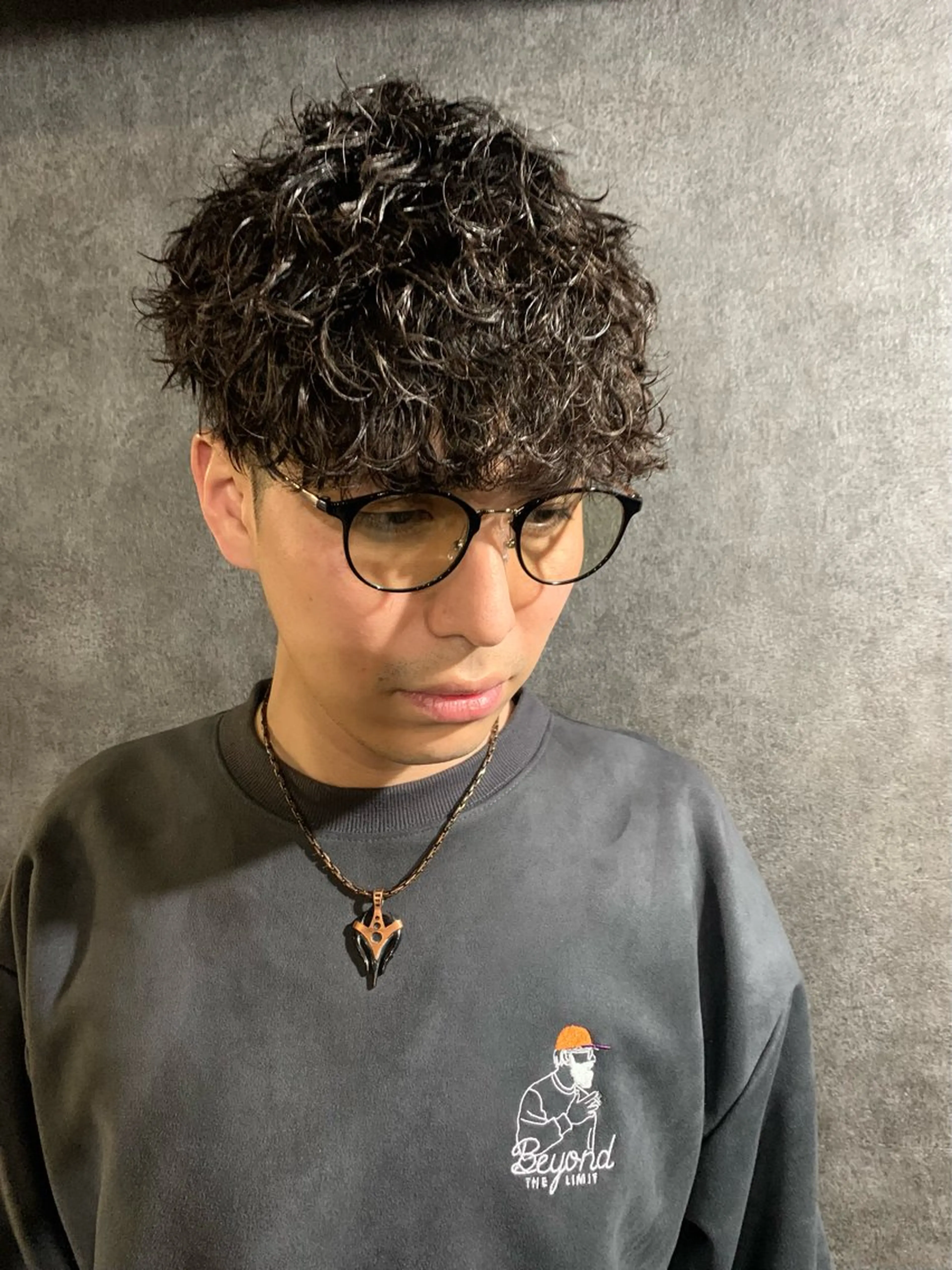 ショート メンズ 波巻きパーマ カット パーマ ヘアセット メンズパーマ/難波/ 心斎橋　室園亮佑のヘアスタイル