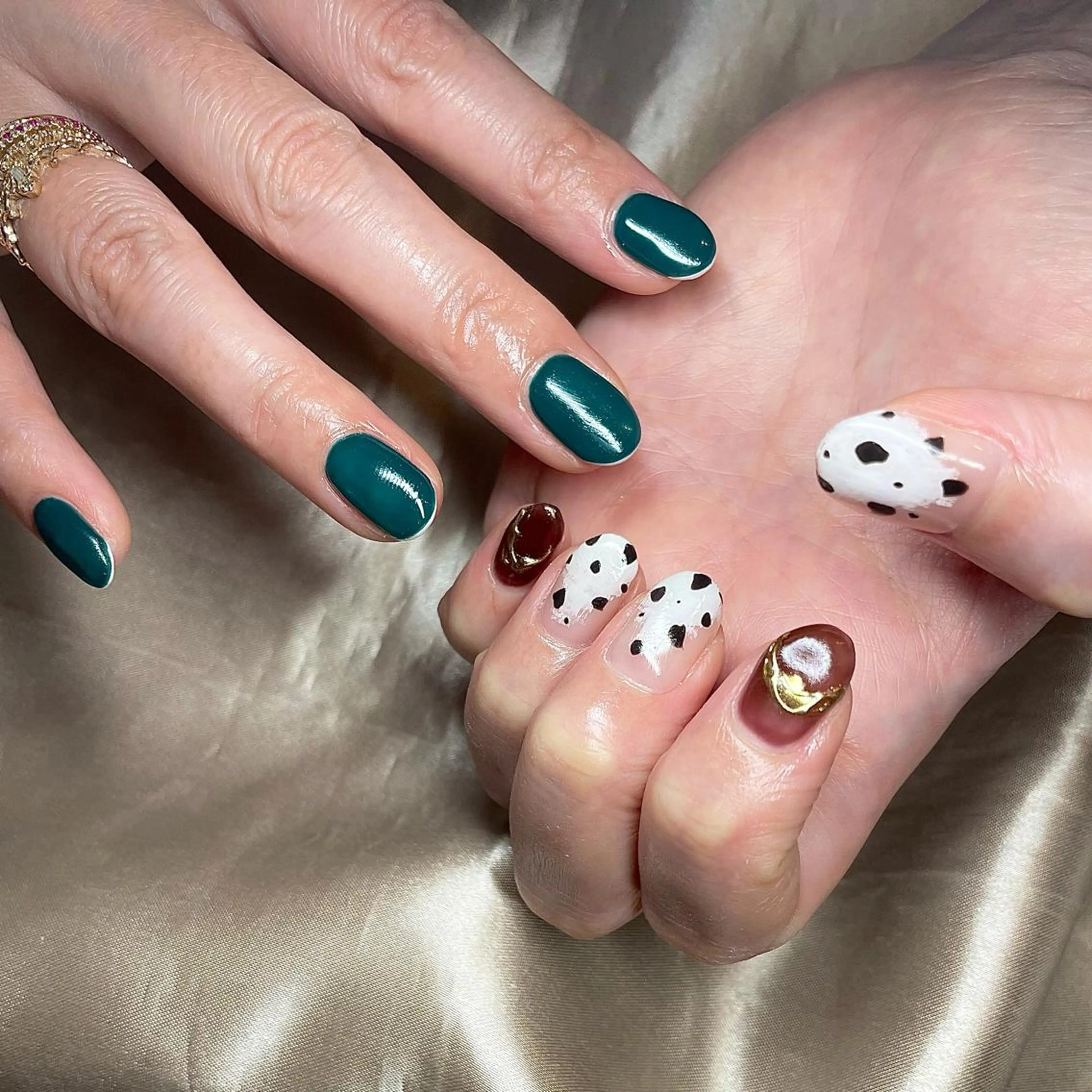 ミディアム カラー パーマ ヘアアレンジ メンズ キッズ ネイル マツエク・マツパ グリーン nail&eye Aoのマツエク・マツパデザイン