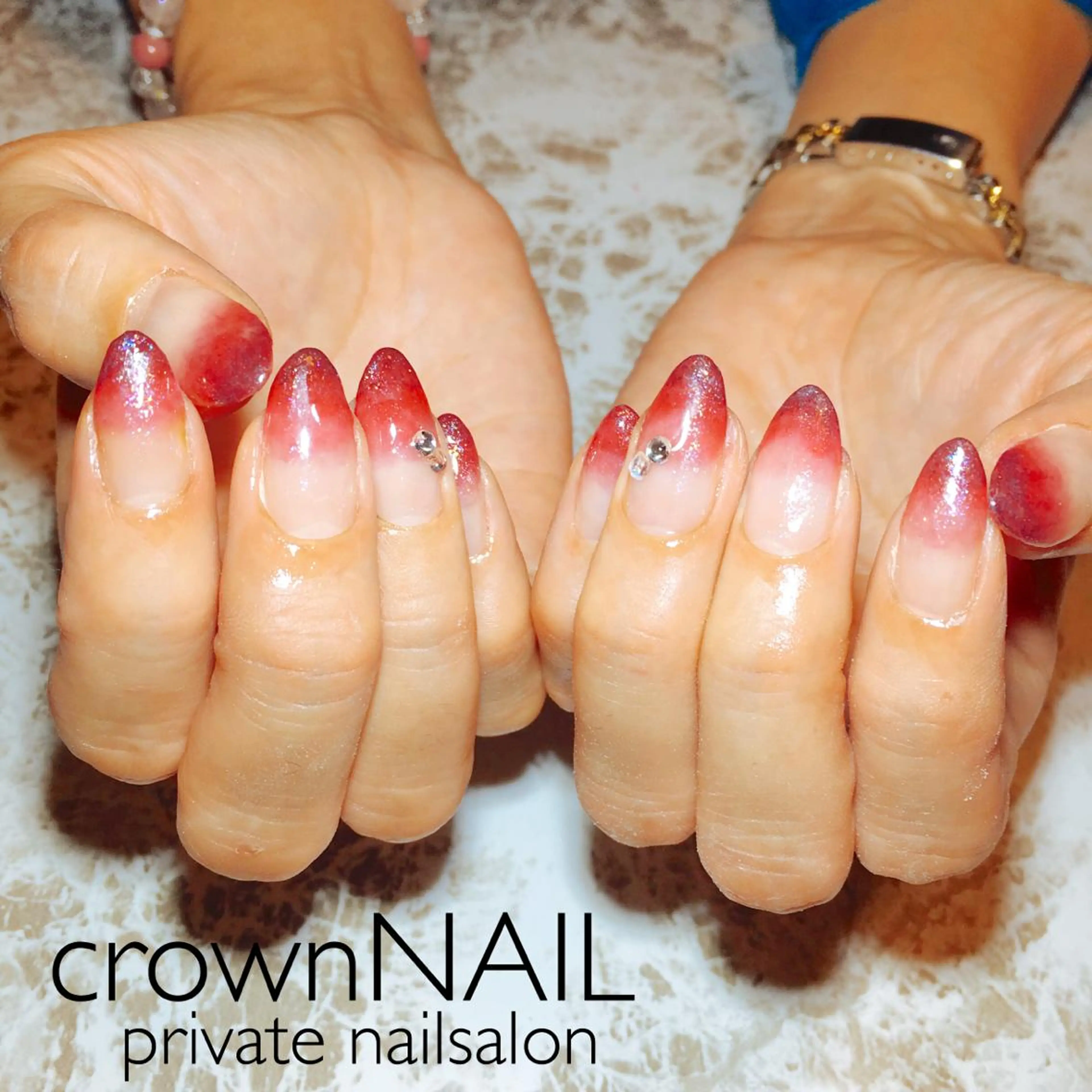 ネイル グラデーション ラメ(グリッター) ホワイト ensowa✱laf NAILのネイルデザイン