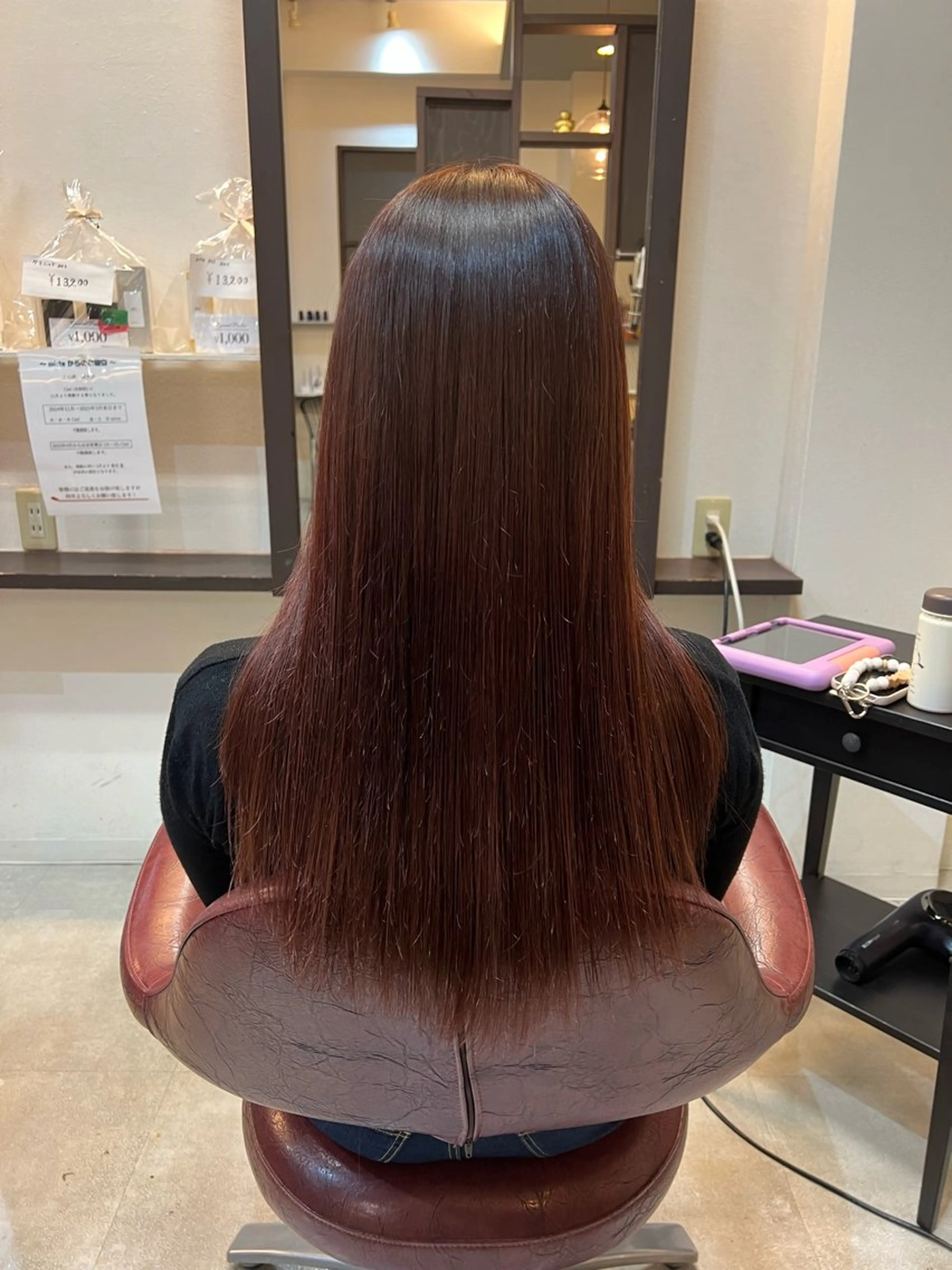 ロング カラー ブラウンカラー ピンクカラー ピンクブラウン 吉岡 なみのヘアスタイル