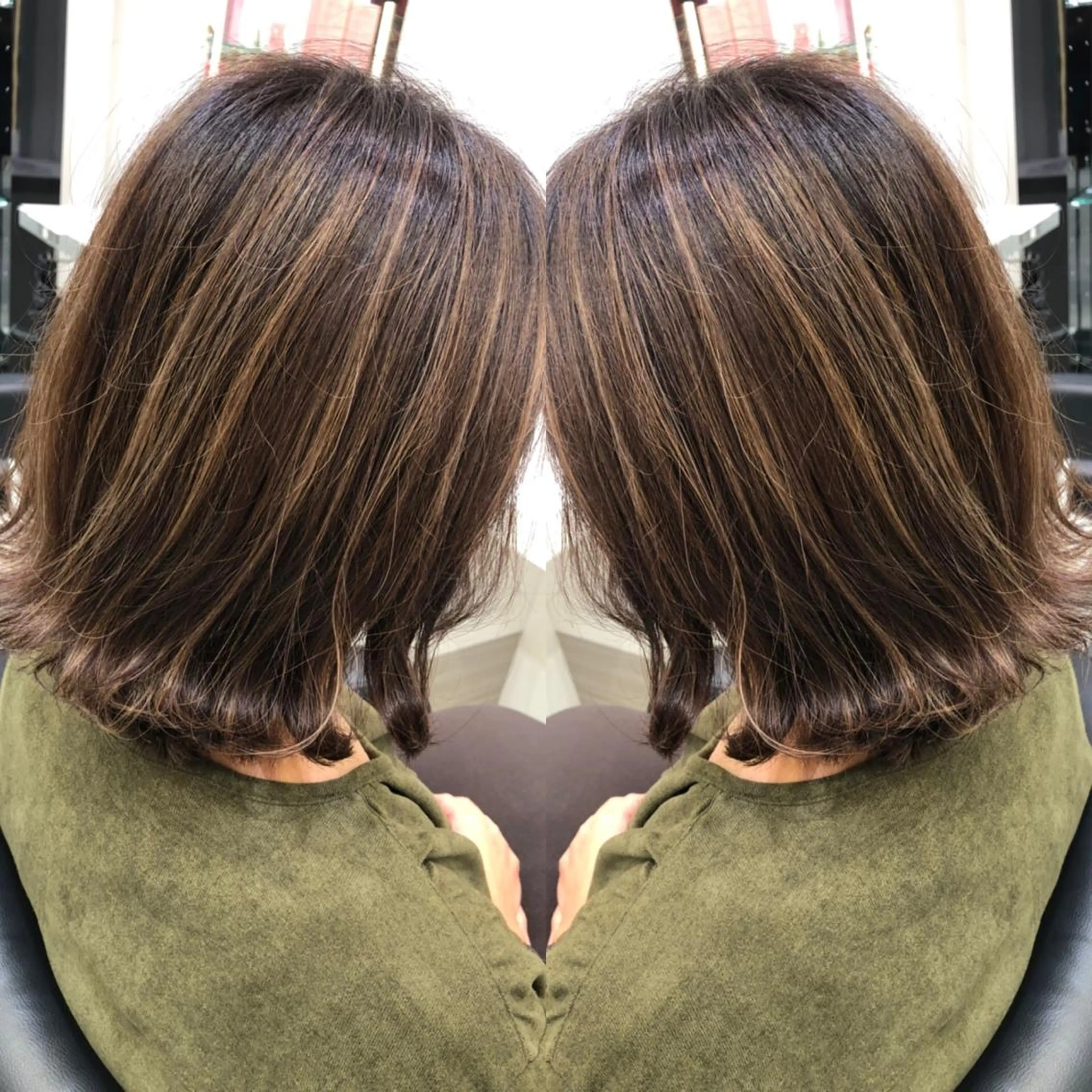 ミディアム ハイライト 岸 保奈美のヘアスタイル