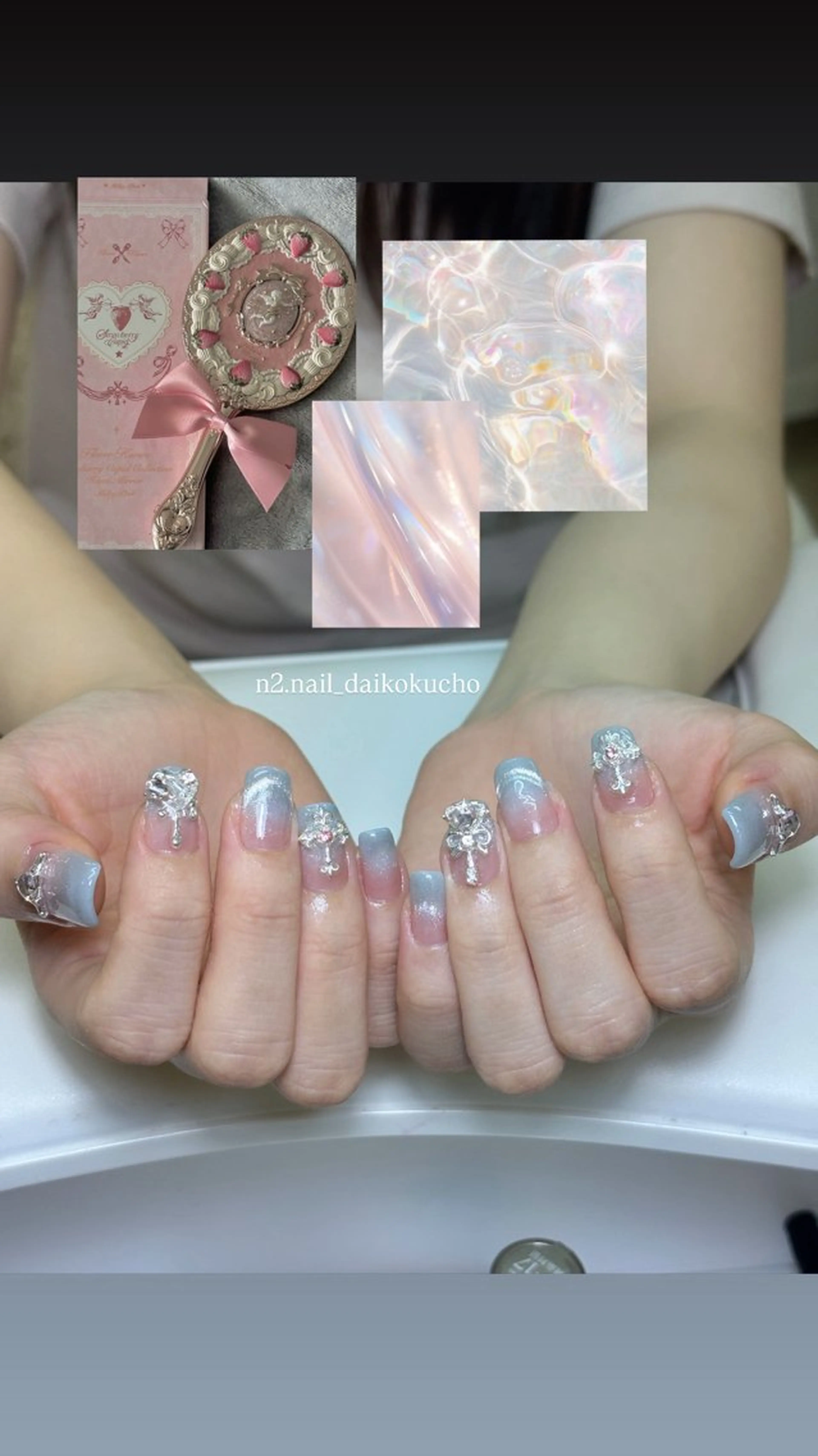 ネイル グラデーション キラキラネイル 韓国ネイル 春ネイル ワンホンネイル N2 nailのネイルデザイン