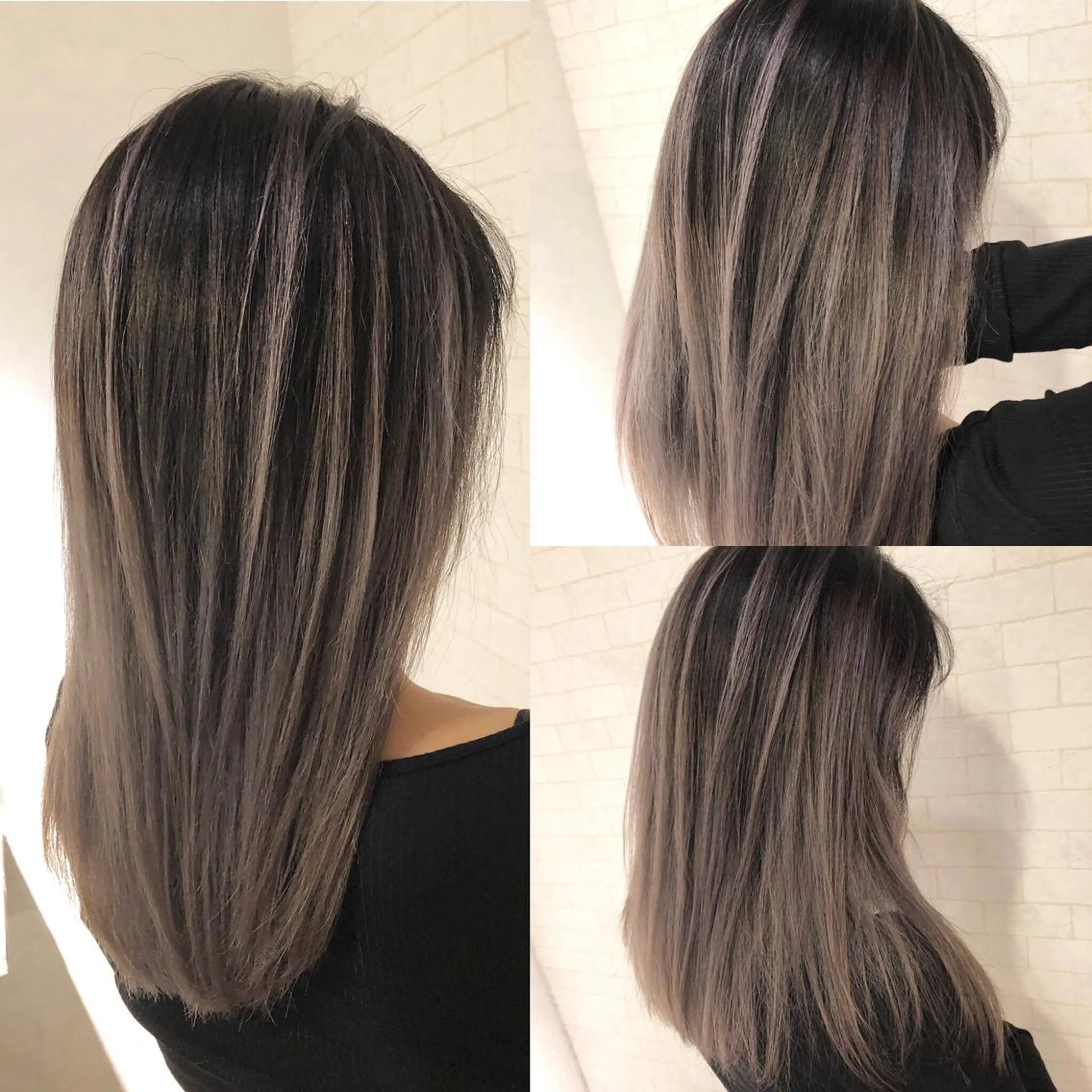 セミロング カラー バレイヤージュ レイヤーカット ヘアカラー JILBLAN京都 ショート/ハイライトのヘアスタイル