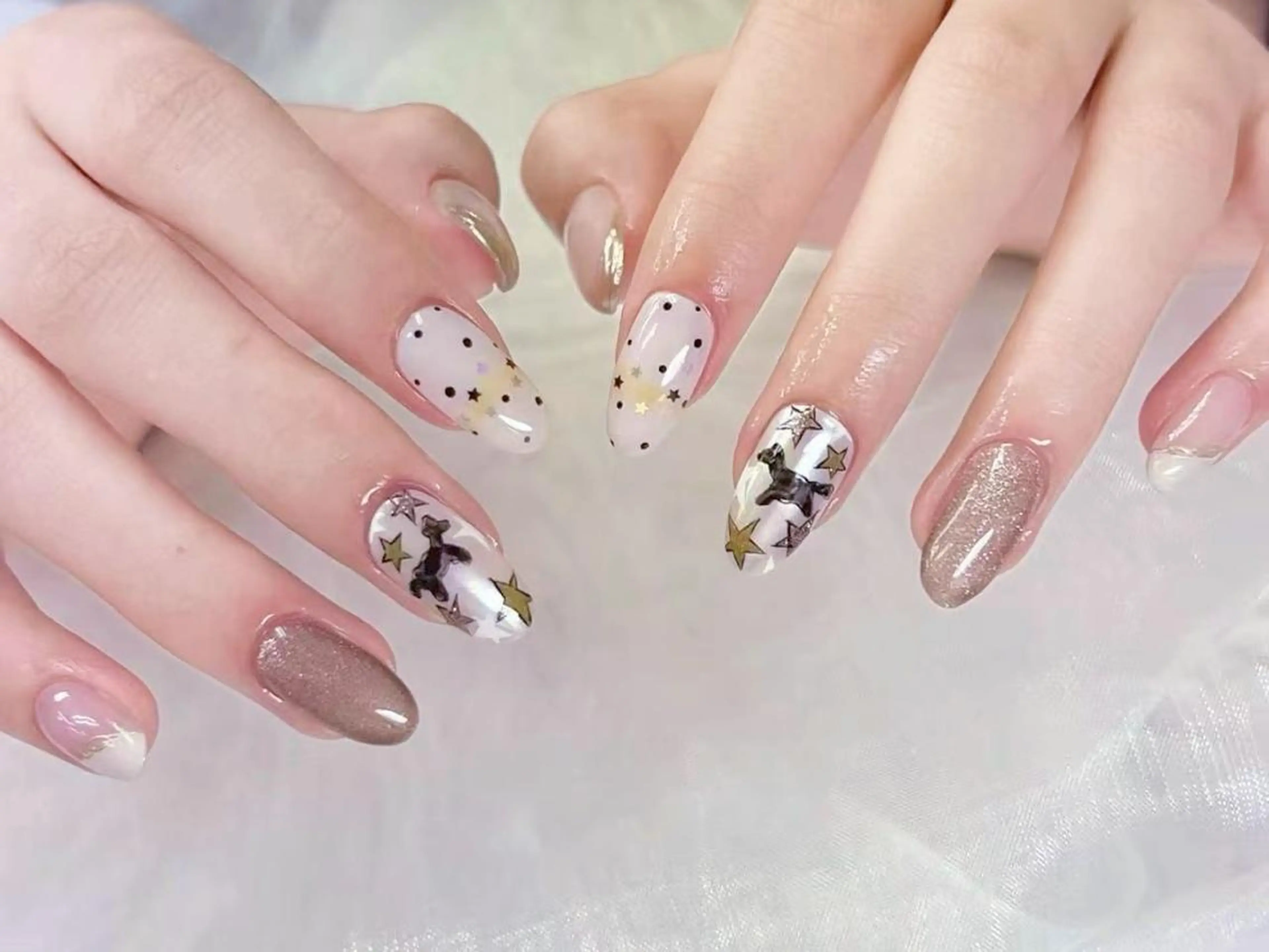 メンズ ネイル メンズ韓国風 アートネイル フレンチネイル ジェルネイル キラキラネイル ハンドネイル Bloom kabukiのネイルデザイン