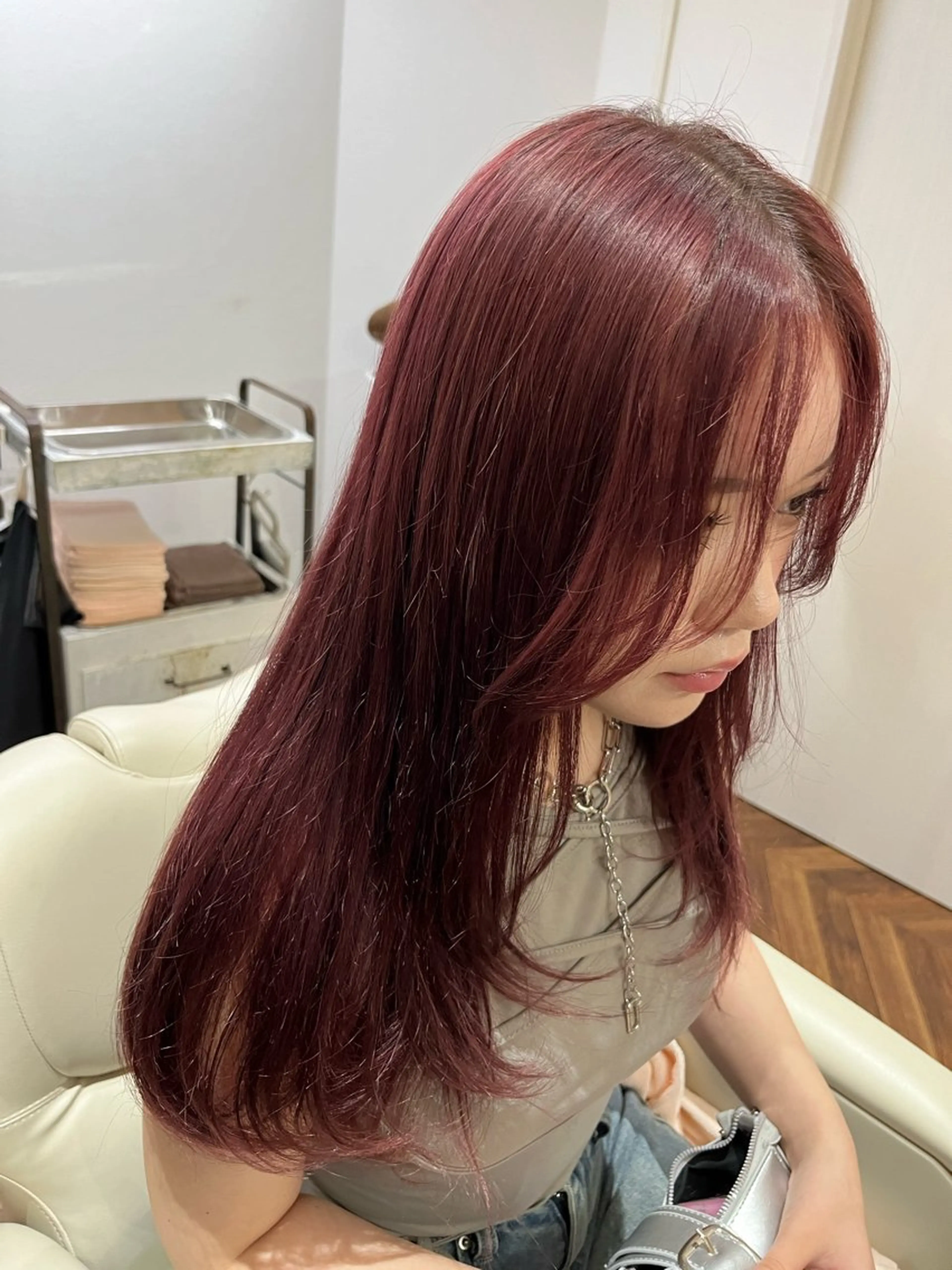 【夜限定🗝️】ブリーチなし艶カラー+ピトレティカトリートメント🎀の写真