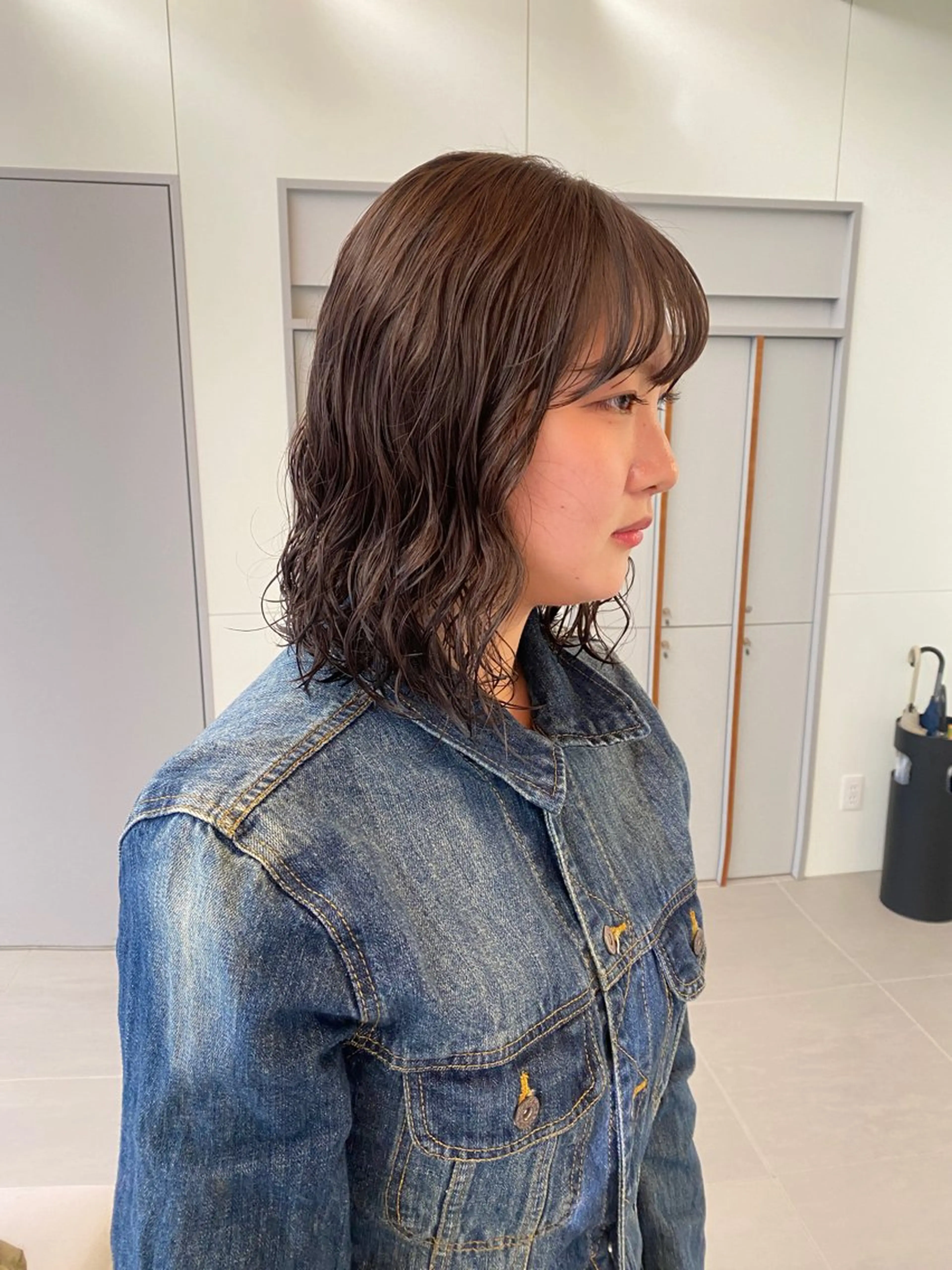 ミディアム カラー ミディアムパーマ オリーブカラー パーマ 高発色ブリーチ/ ハイレイヤー🪽aiのヘアスタイル