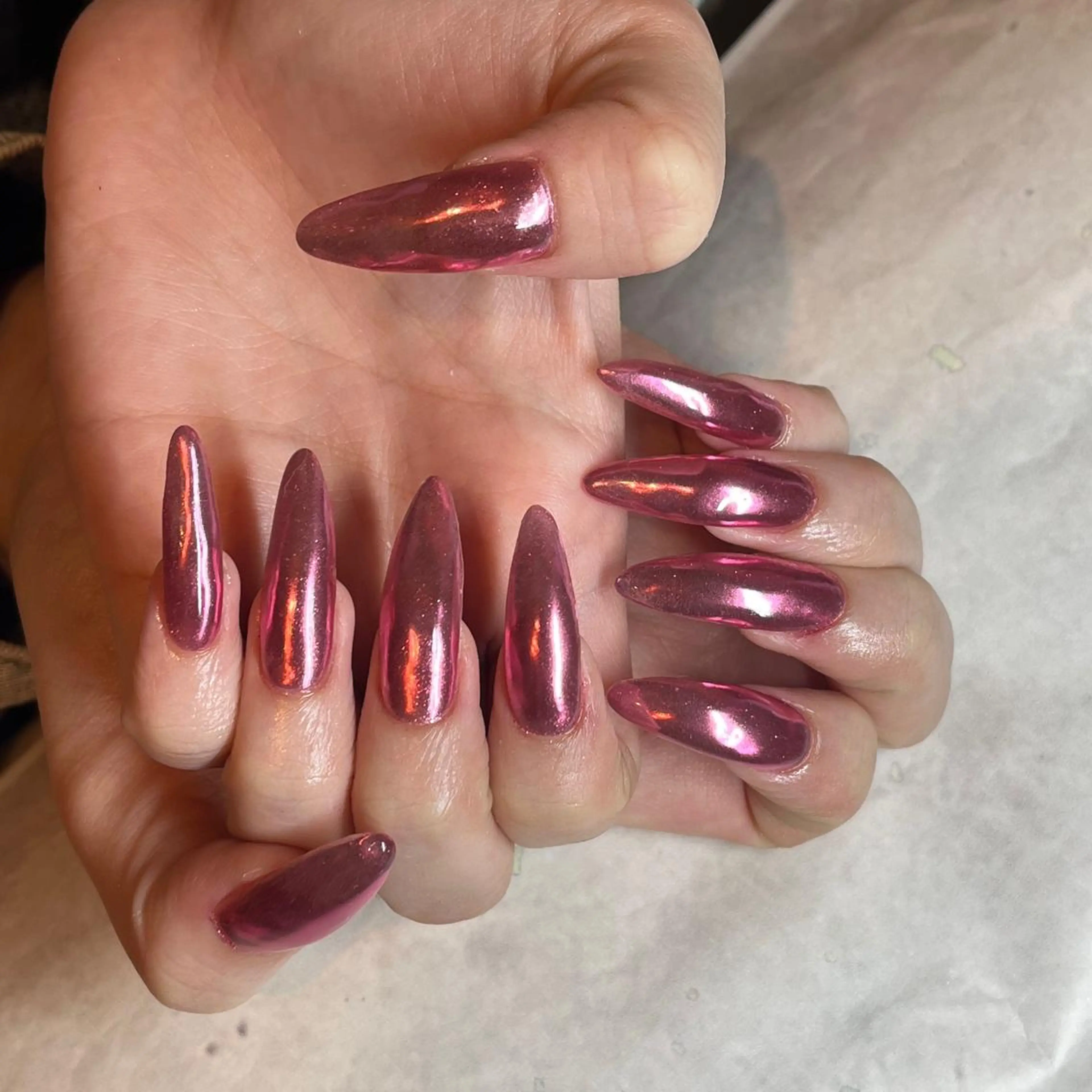 ネイル ロングネイル ミラーネイル フリーランス¨̮⃝ ネイリストOKADAのネイルデザイン