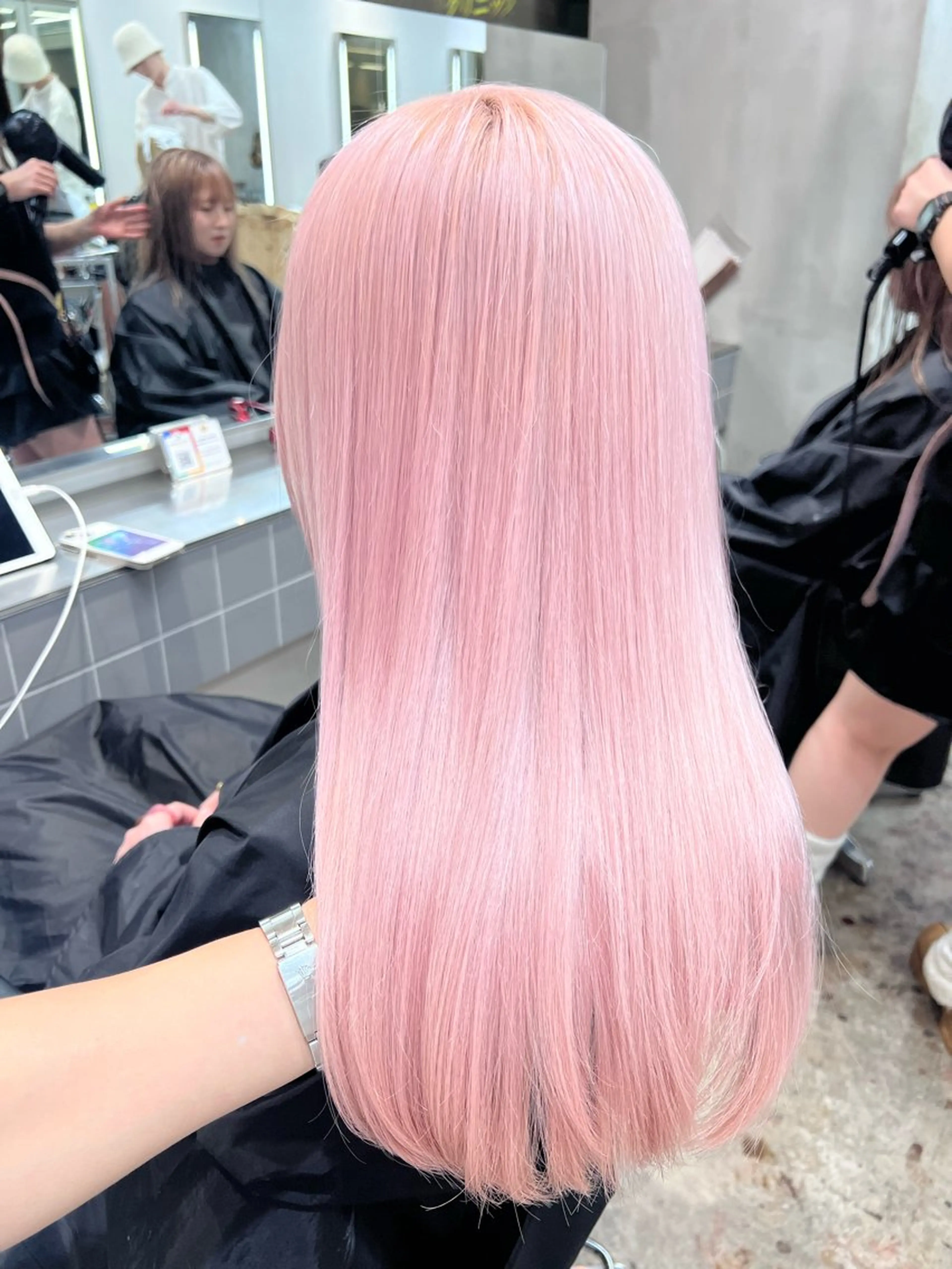 セミロング カラー ピンクカラー ヘアカラー ブリーチ/エクステ/ nine渋谷のヘアスタイル