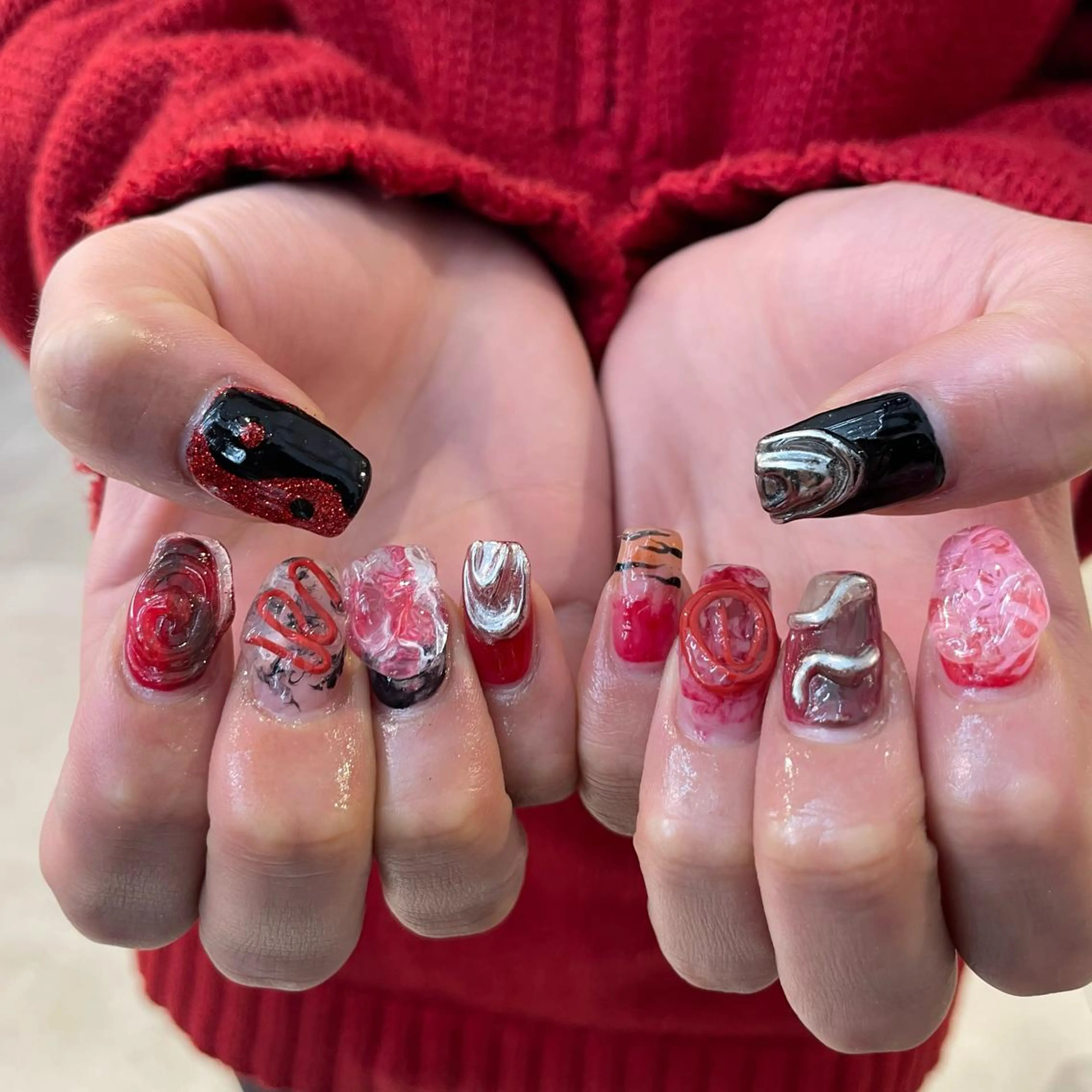 ネイル ジェルネイル パラジェル ハンドネイル hair&nail ☯️アイリ☯️のネイルデザイン