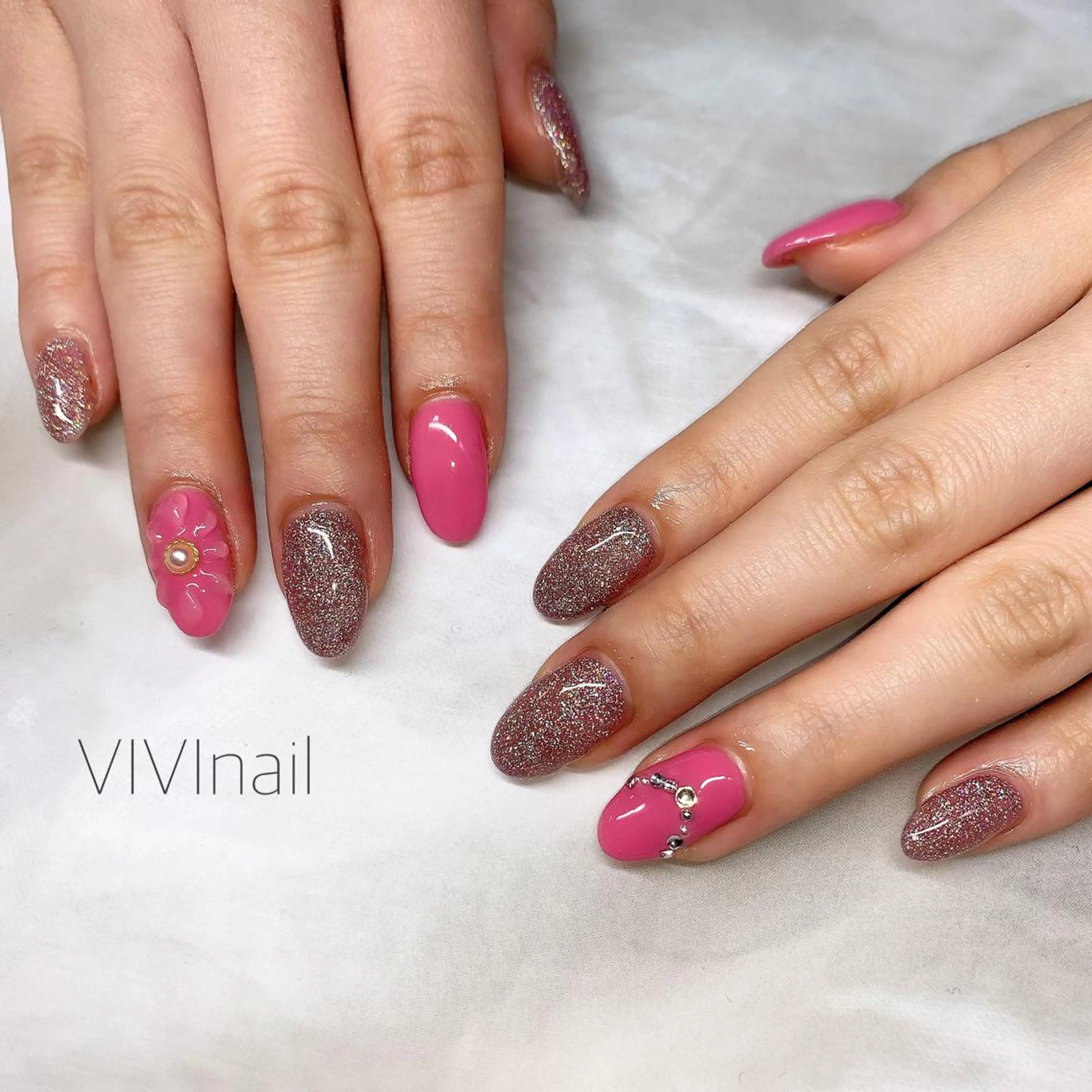 ネイル ピンク 春ネイル ハンドネイル vivi nailのネイルデザイン