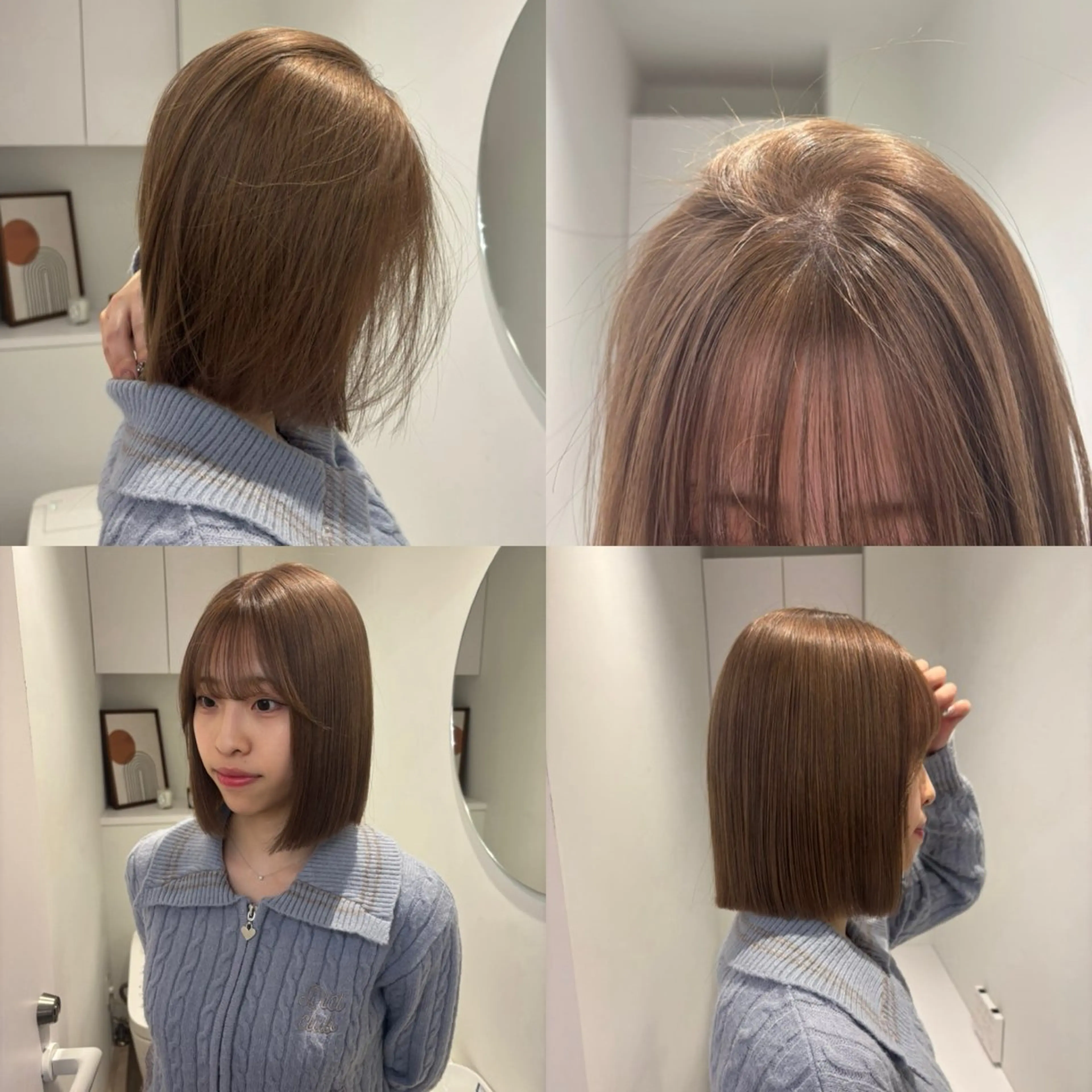 ショート ヘアカラー リン🔔ボブ cut ベージュカラー🤎のヘアスタイル