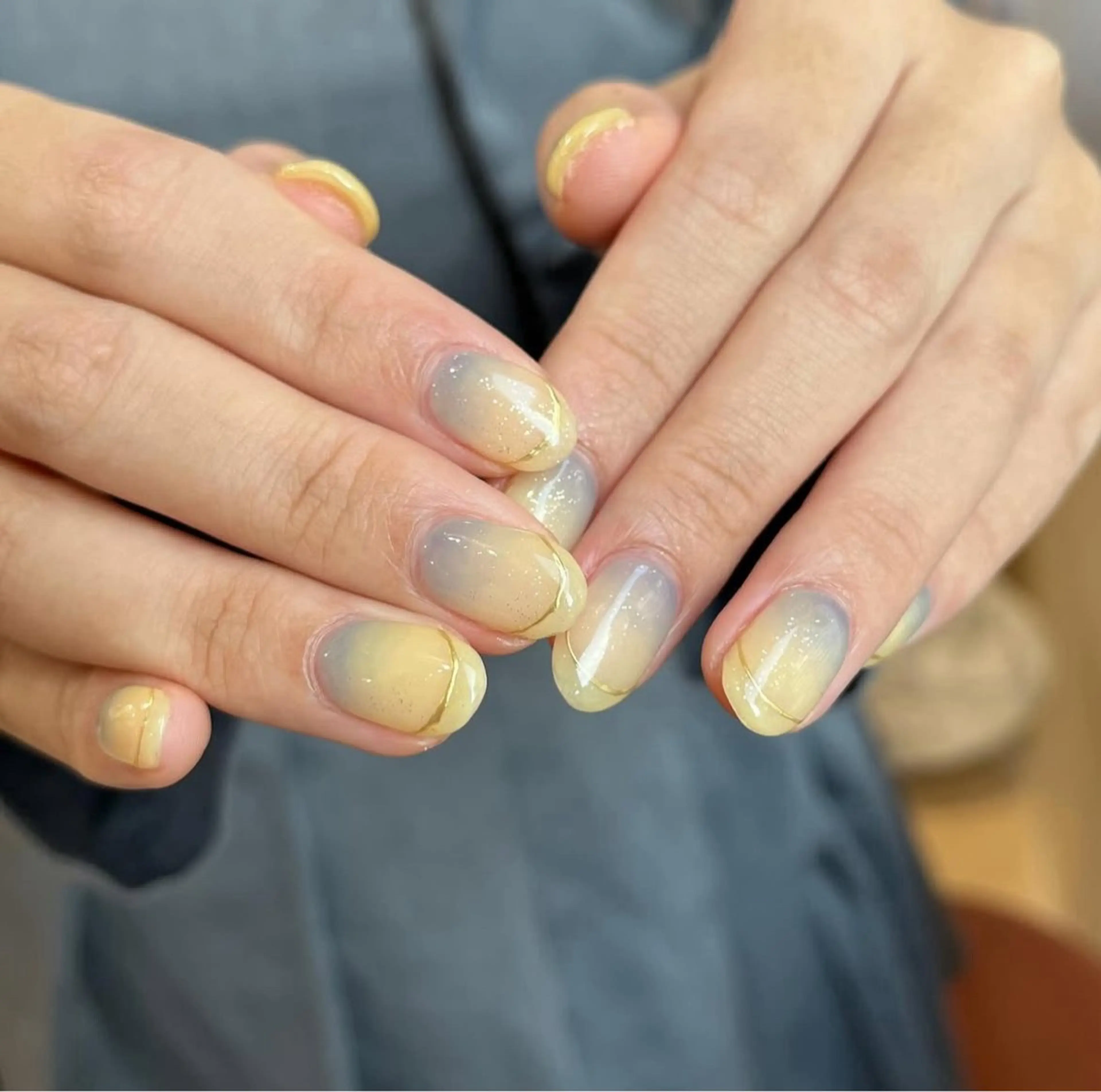 ネイル アートネイル ブルー グラデーション ミラーネイル CLALA MIYUのネイルデザイン