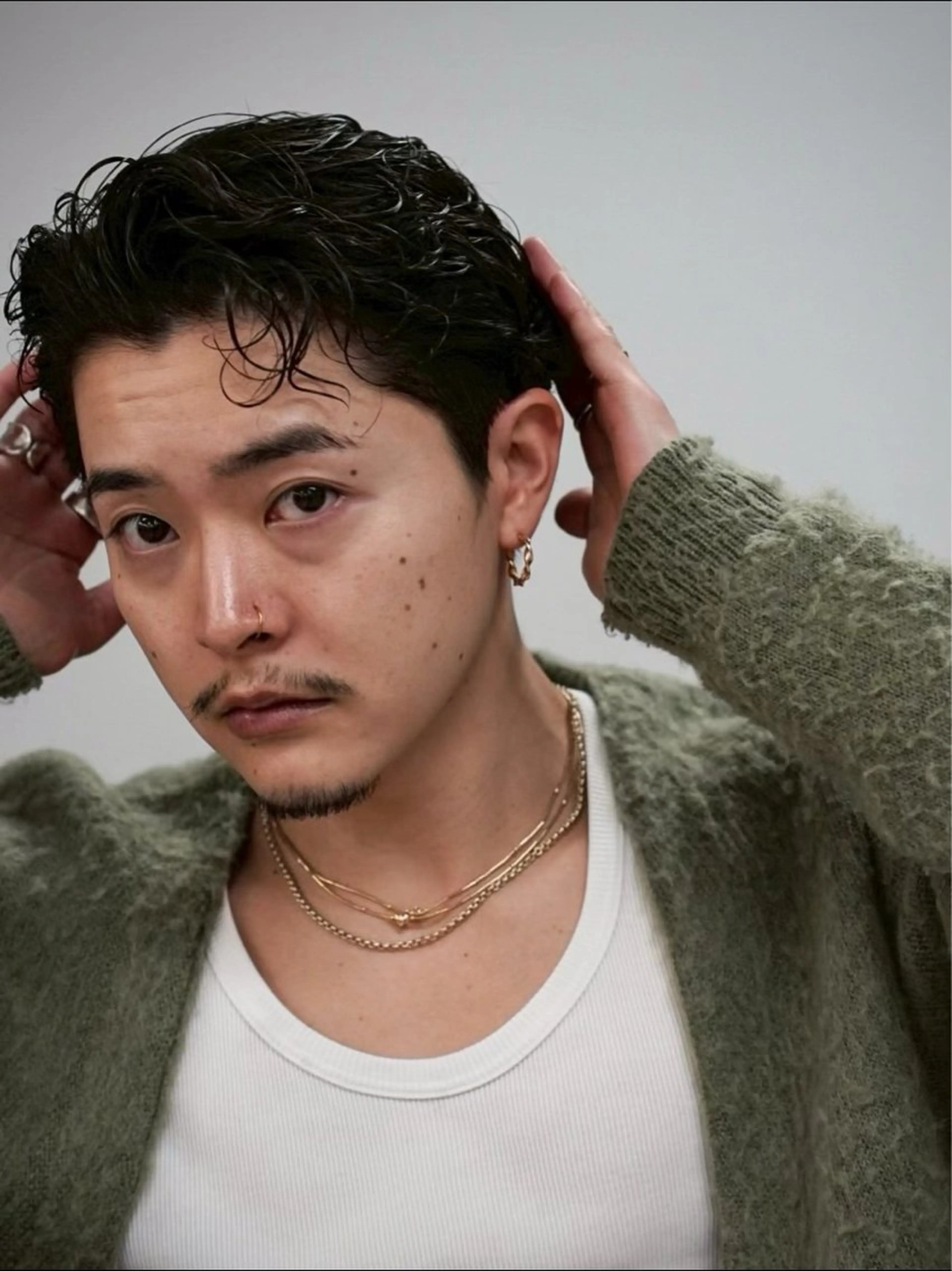 ショート パーマ メンズ オールバック カット パーマ INTRO SHIBUYA by Fi-Ne所属・💈メンズフェード 特化DAIYA💈の眉毛・アイブロウイメージ