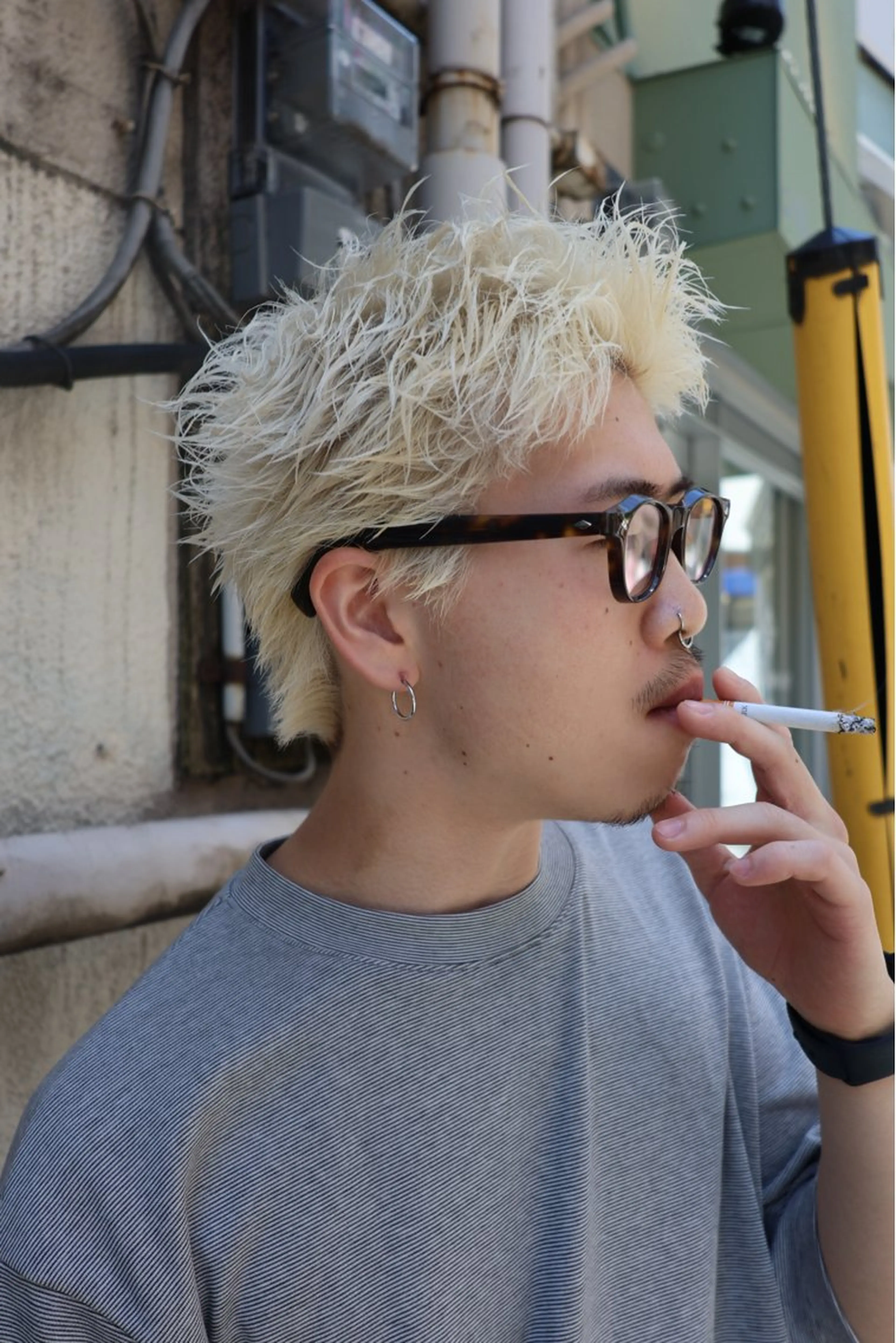 ショート カラー メンズ メンズブリーチ スパイキーショート ブリーチ 抜きっぱなしブロンド ショートヘア 佐竹 楓のヘアスタイル