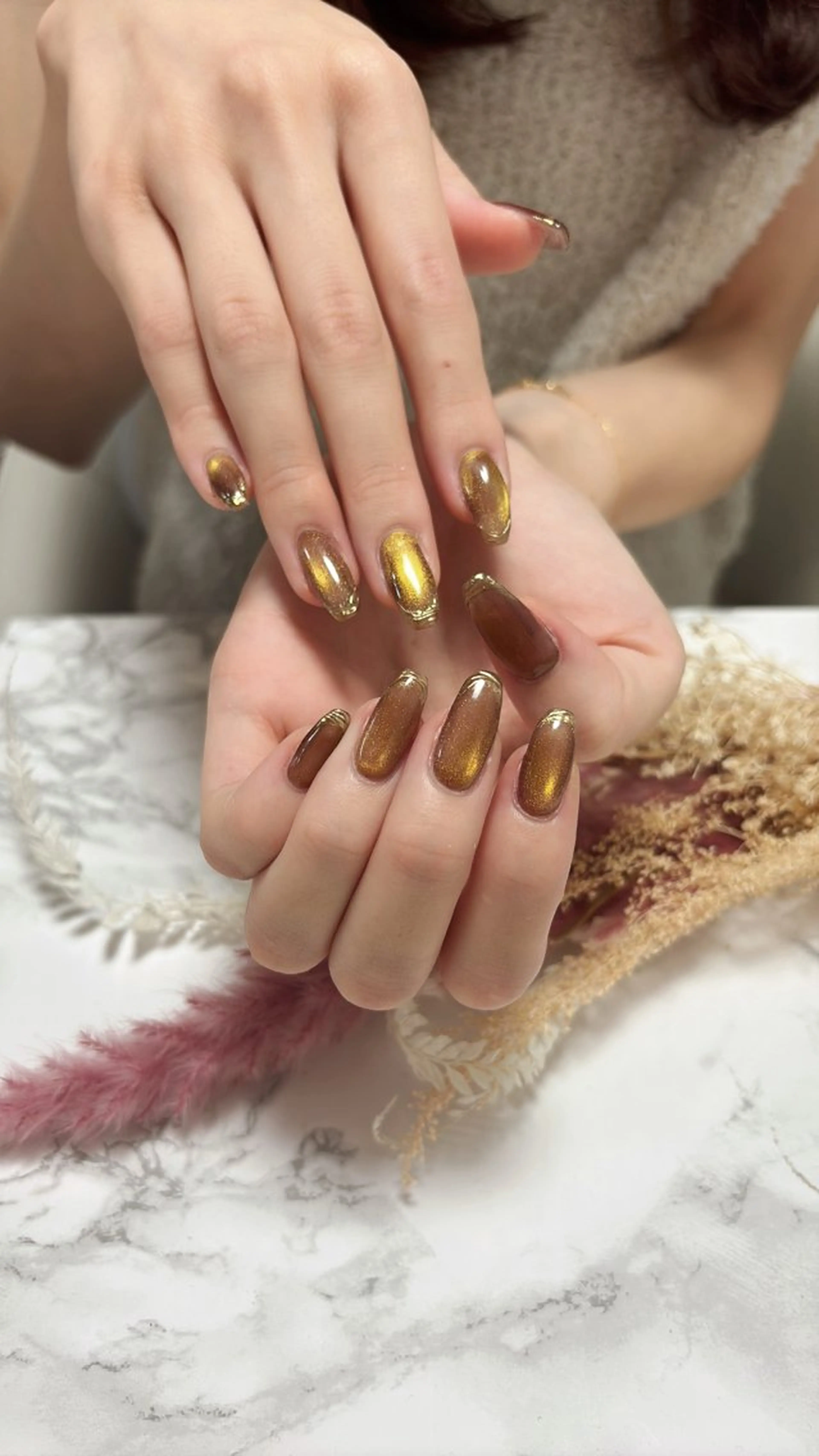 ネイル ハンドネイル はな💎ネイル ワンホン、長さ出しのネイルデザイン