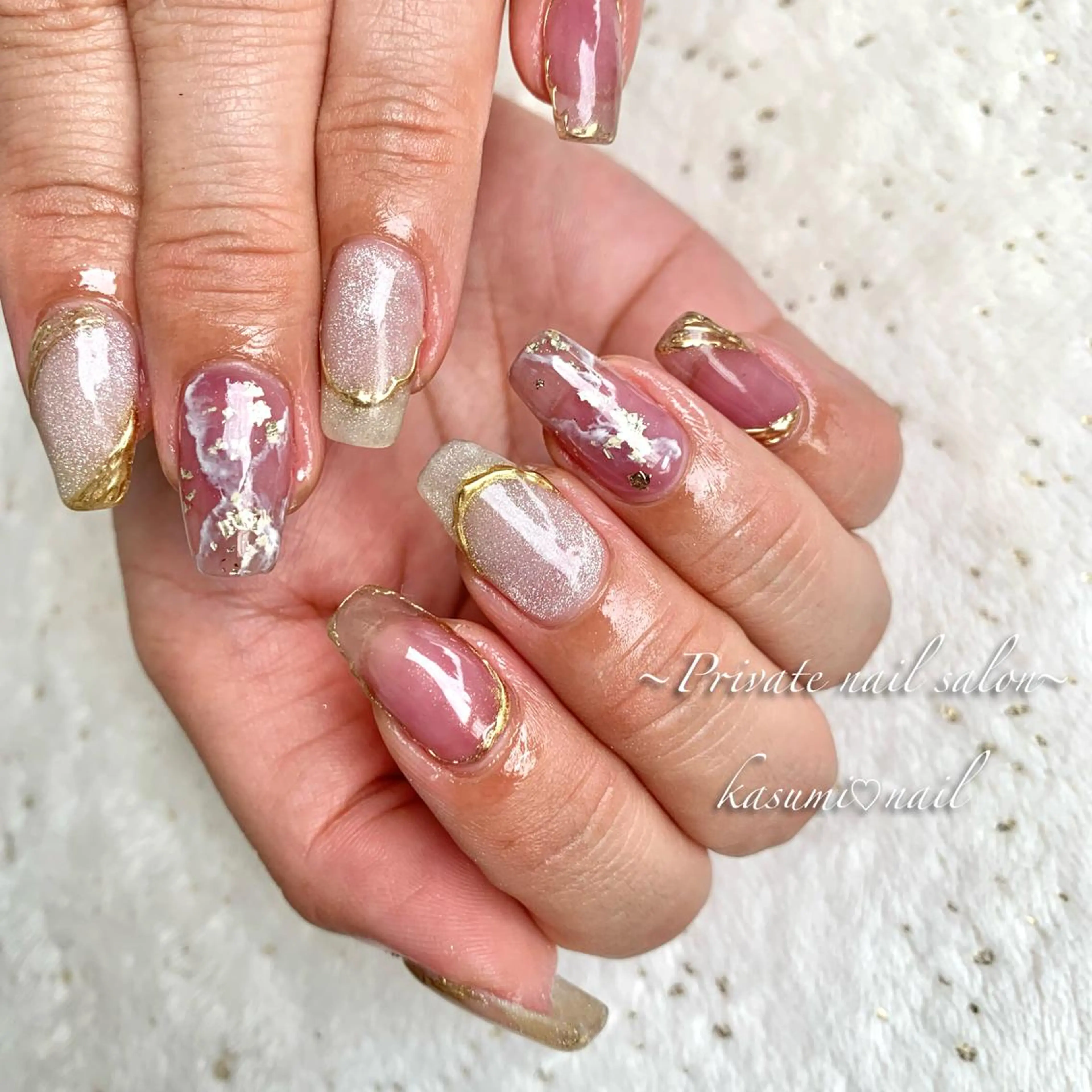 ネイル アートネイル ラメ(グリッター) マグネットネイル ミラーネイル 持ち込み KASUMI♡ Nailのネイルデザイン